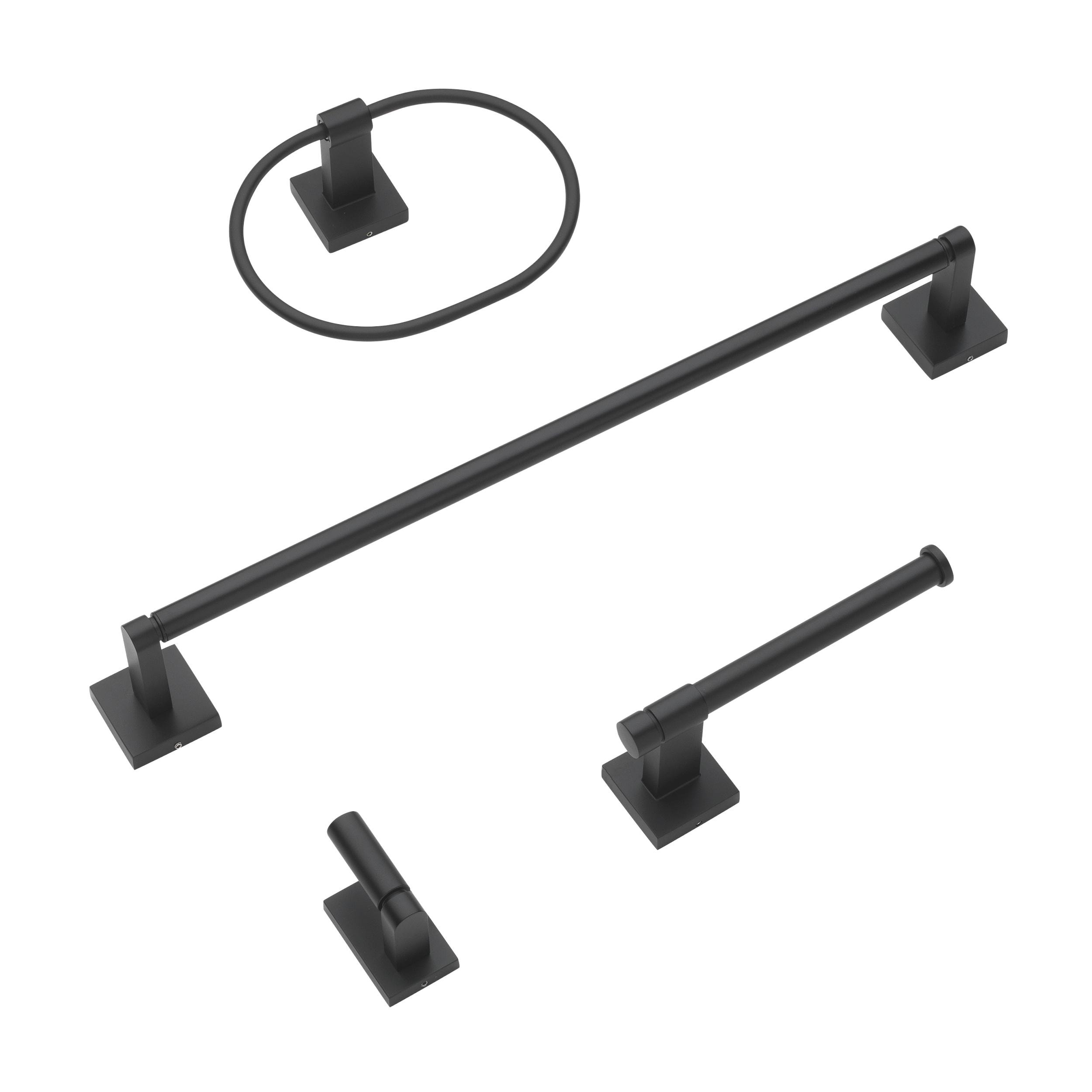 GlideRite Hardware 9024-KIT-SQ-MB-1 4-Piece Bathroom Hardware Set - 9024-KIT-SQ-MB