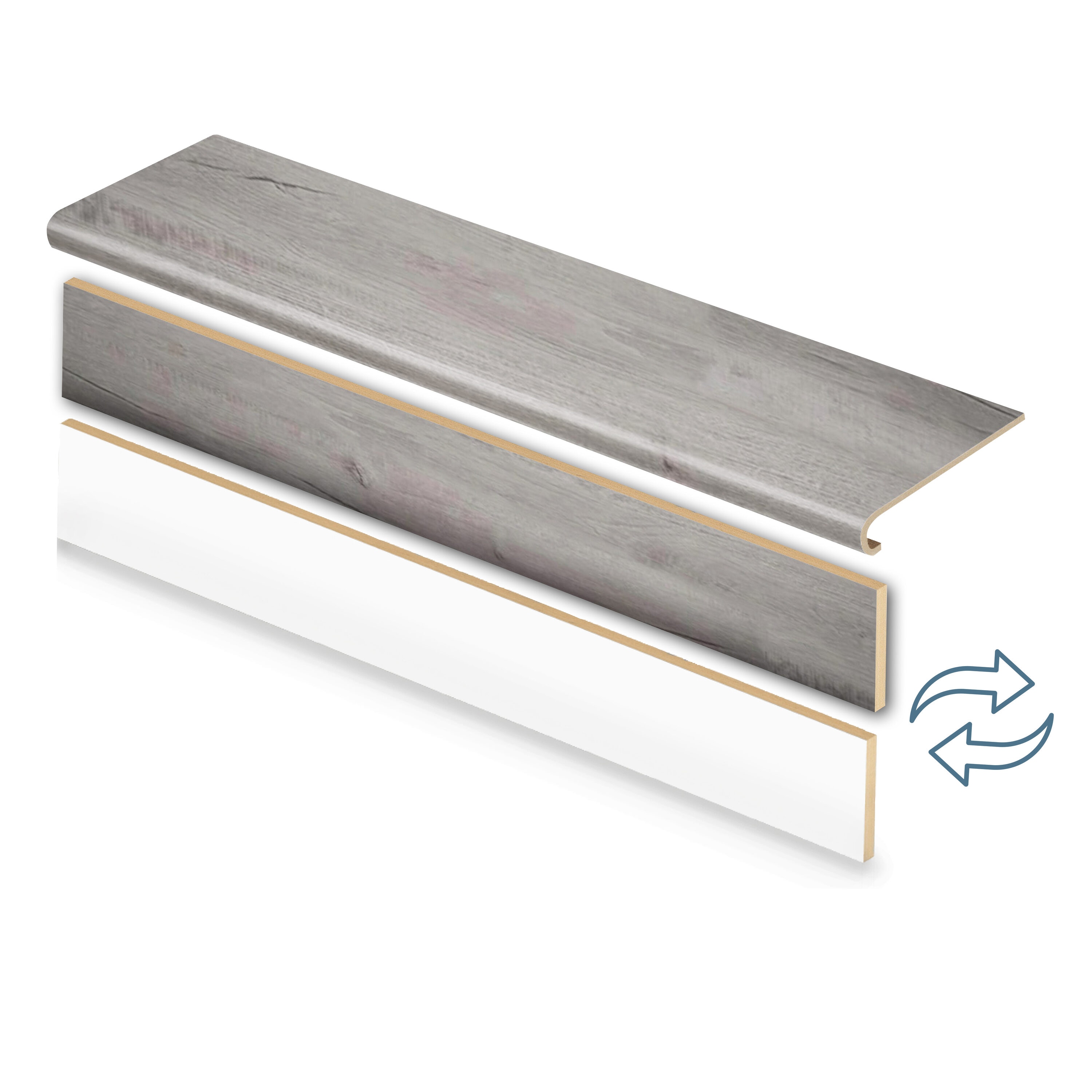 Zamma Cap A Tread Stair Renewal System 47-in x 12.125-in x 1.6875-in Light Grey Oak Type 1 Kit with Reversible Riser Laminate #20C078008