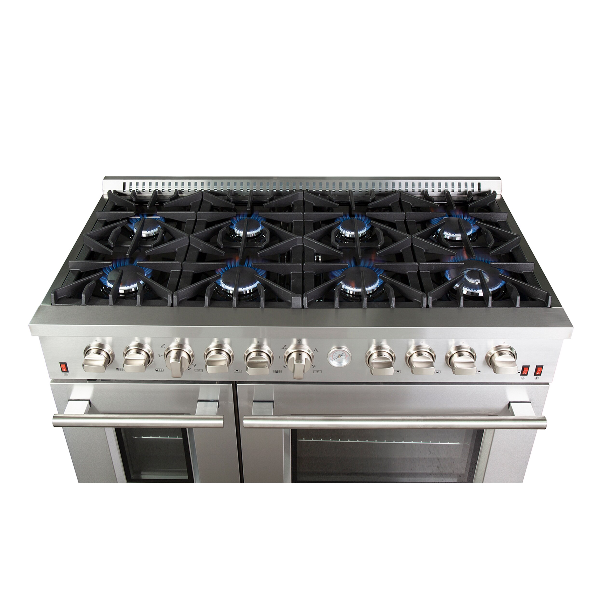 Forno Appliance Package - 48 Inch Gas Range, Range Hood, Refrigerator,  Microwave Drawer, Dishwasher, Wine Cooler, AP-FFSGS6244-48-9