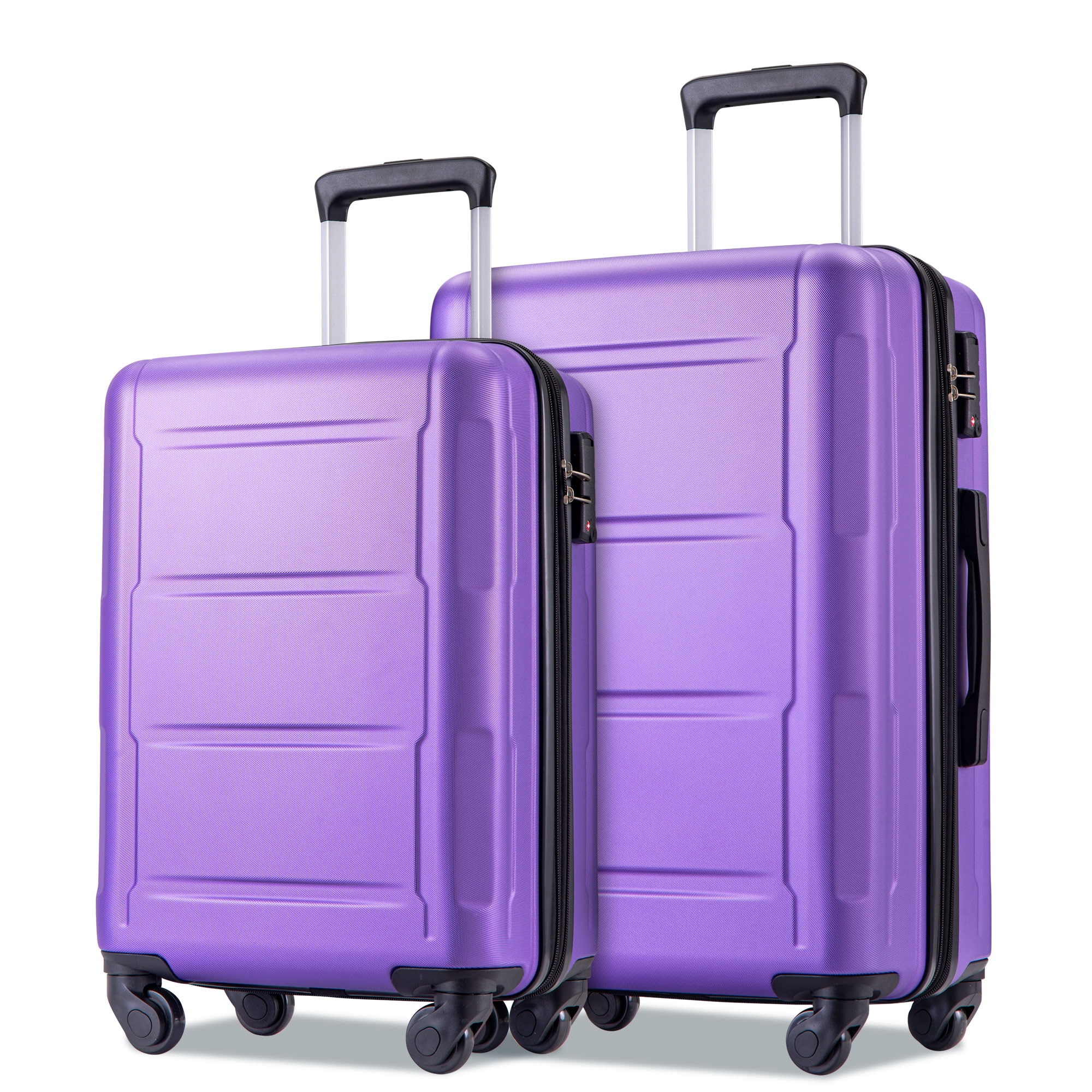Flynama L-293396AAI 17'' x 11'' x 24'' Purple Plastic Hardshell Suitcase set