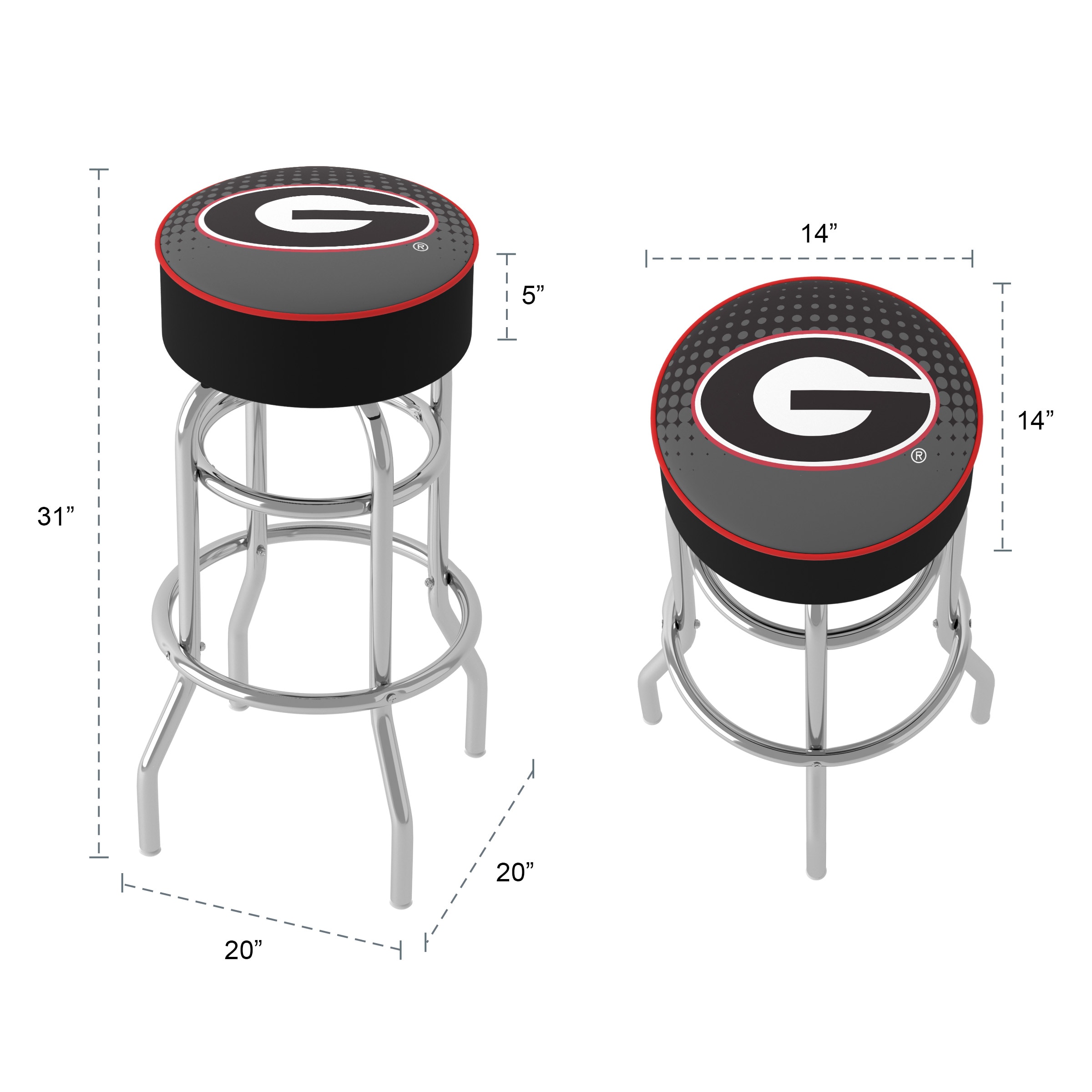 Adjustable Red Wood and Metal Swivel Bar Stool