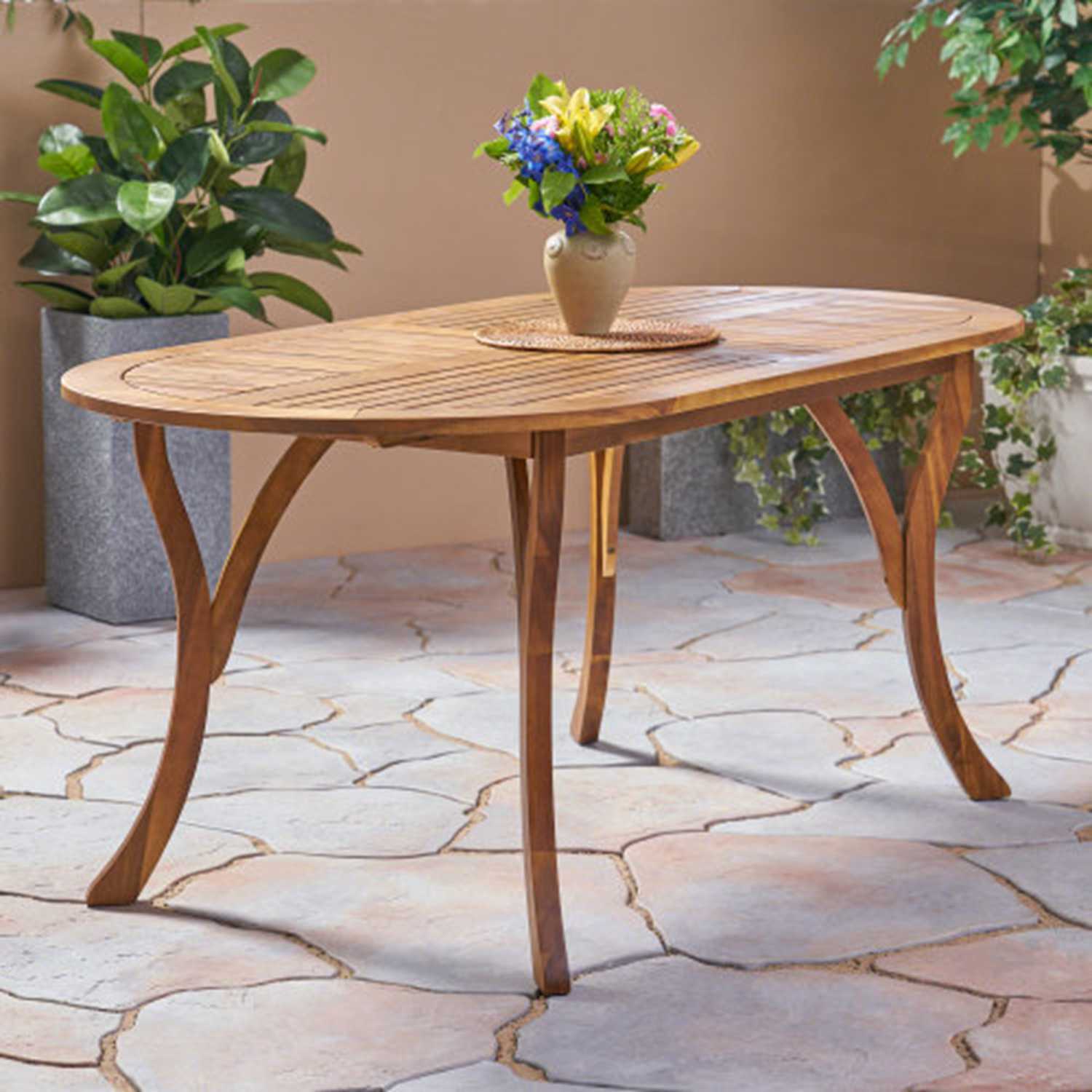 Dining Table Oval Outdoor Dining Table 34.75-in W x 70-in L | - Zeus & Ruta BL02PA-21