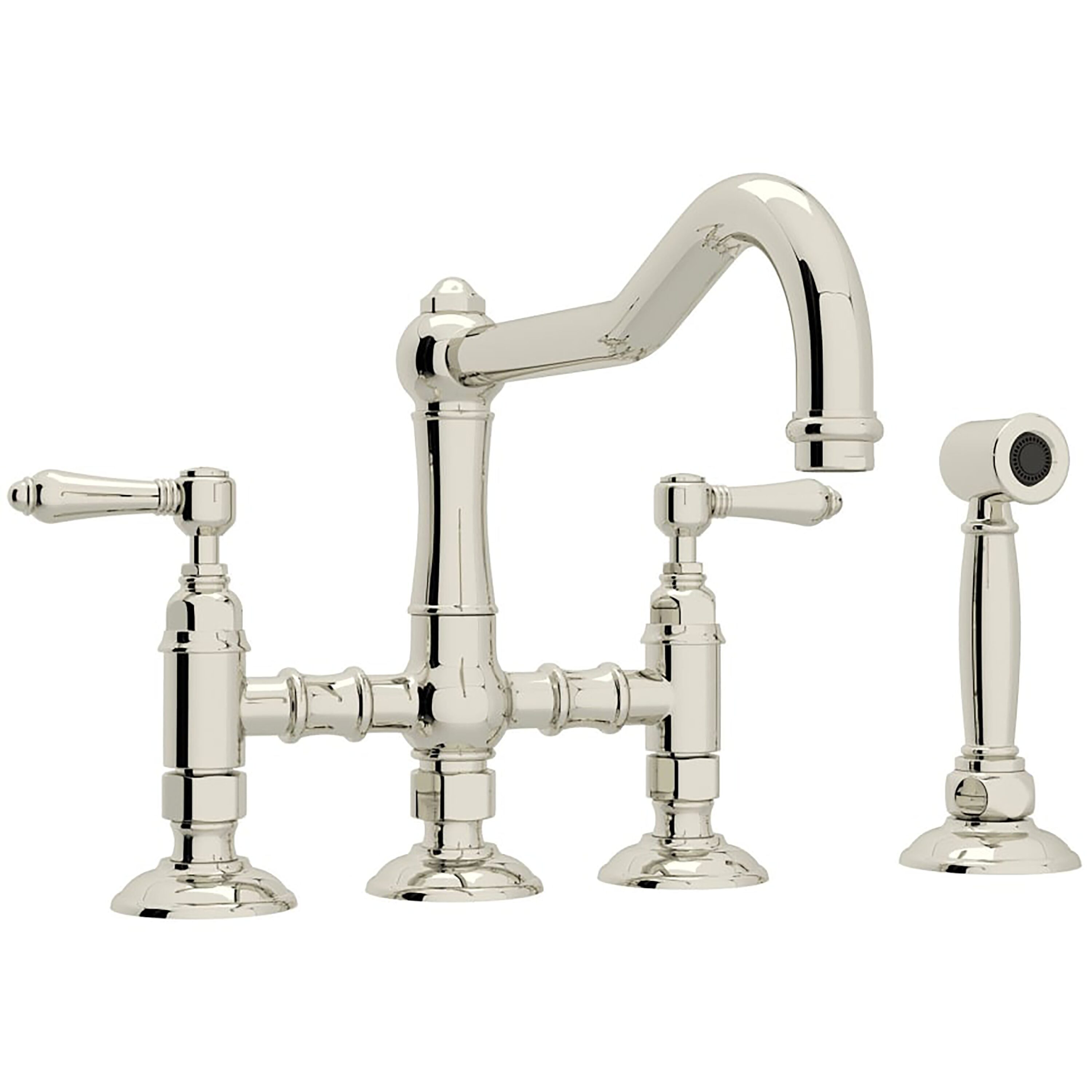 Rohl A1458LMWSPN-2 Polished Nickel Double Handle Deck-mount Kitchen Faucet ( Side Sprayer Included )