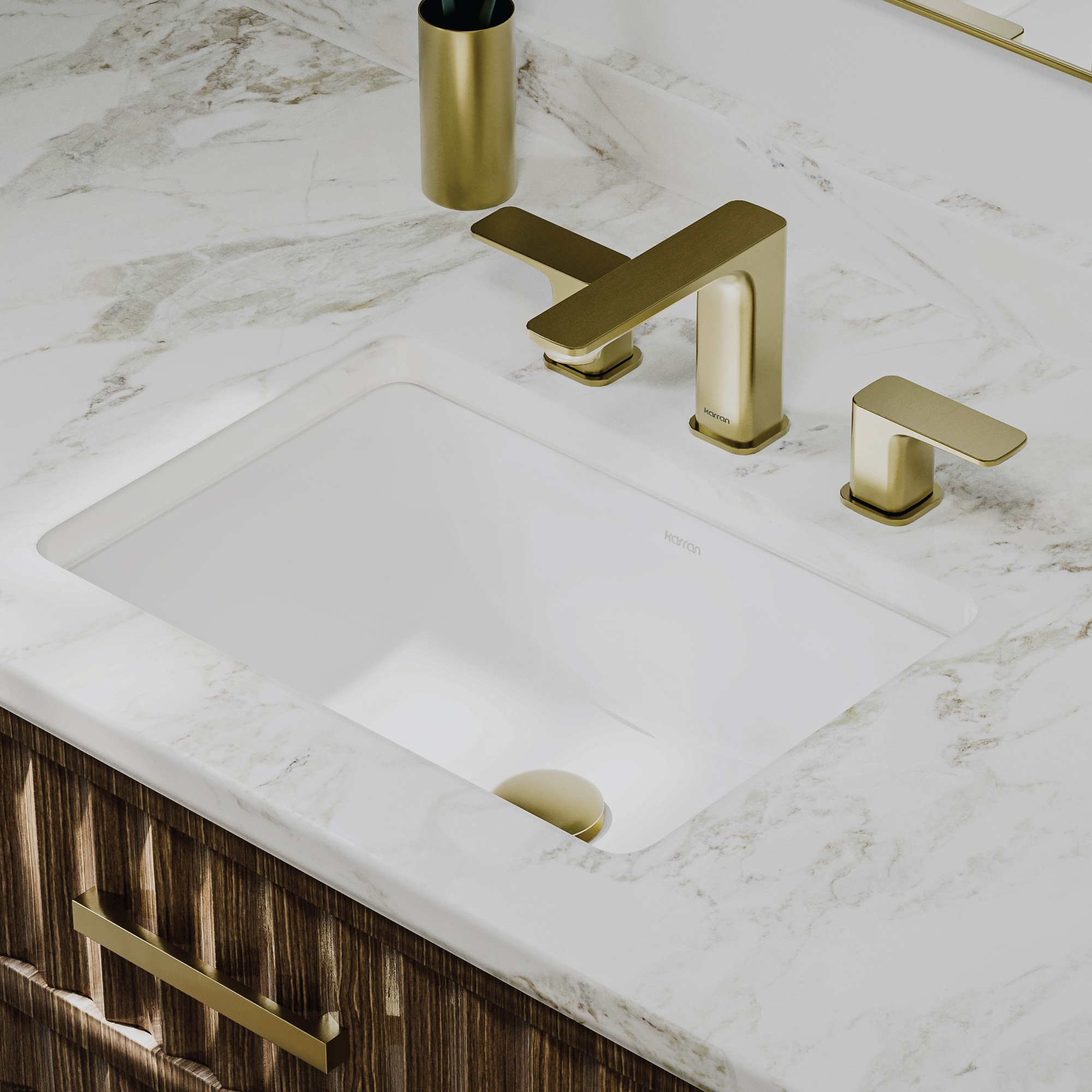 Karran Valera Vitreous China 18-in Undermount Rectangular Modern Glossy White Bathroom Sink