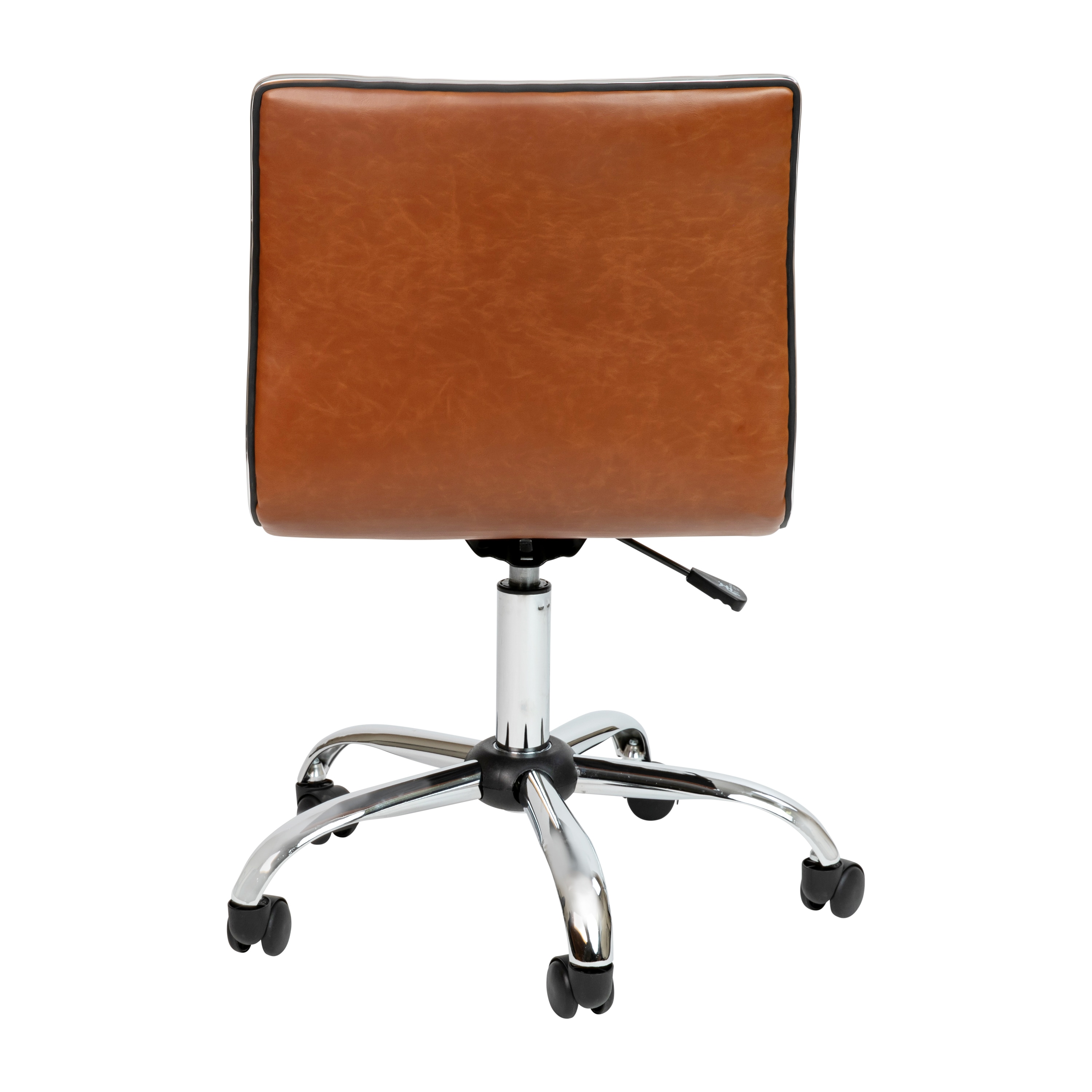 Brown Vinyl Low Back Armless Task Chair with Chrome Frame