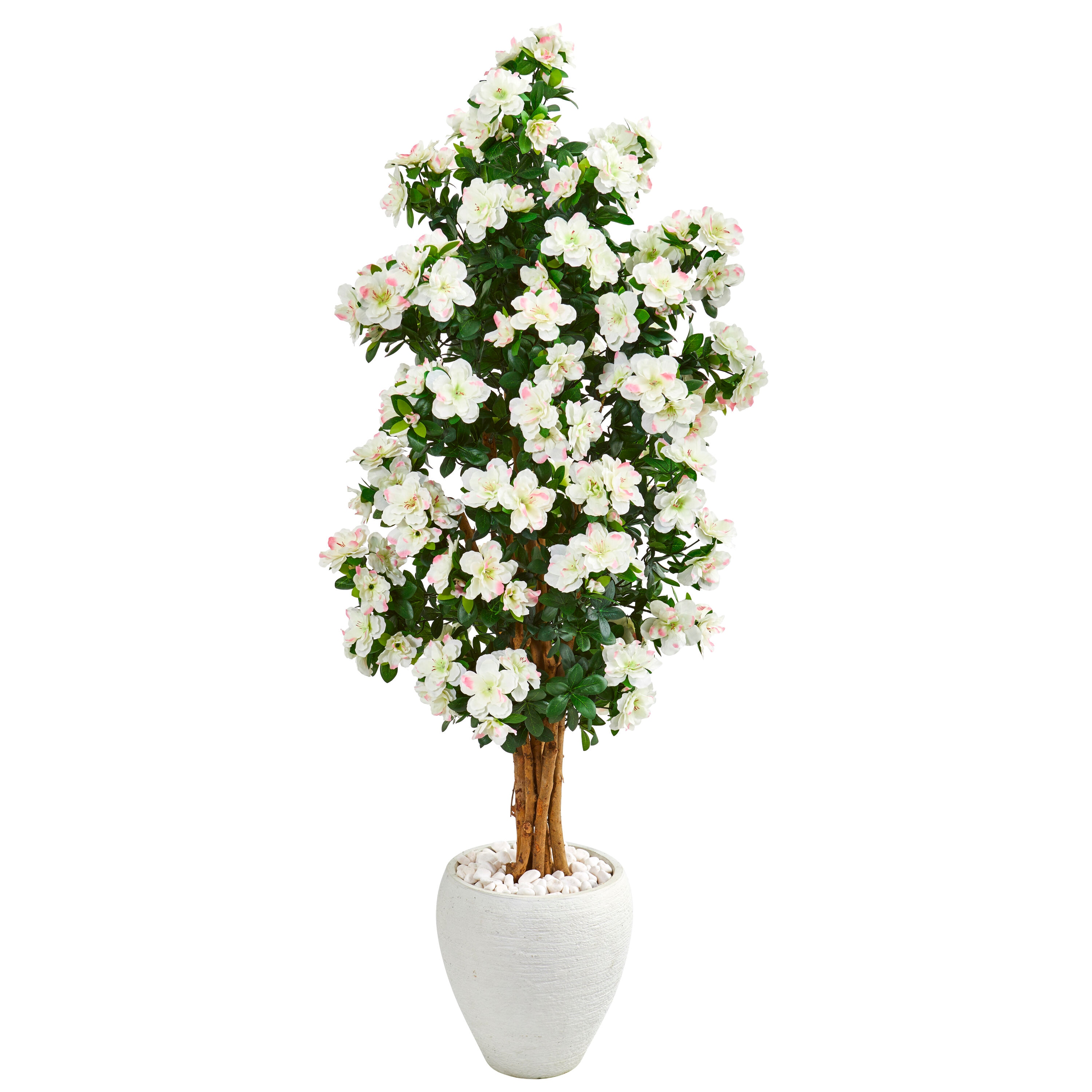  5-ft Azalea Artificial Tree in White Planter
