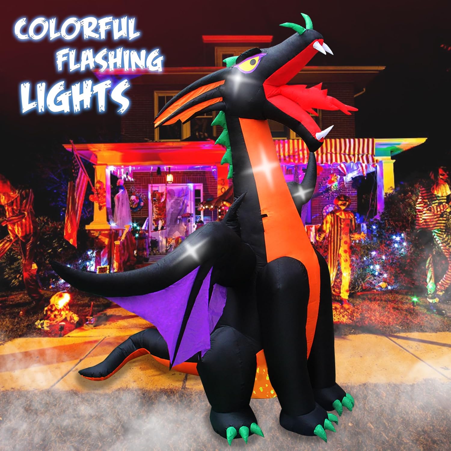Seasonblow 12 Ft Fire and Ice Dragon with Wings Halloween Inflatable ...