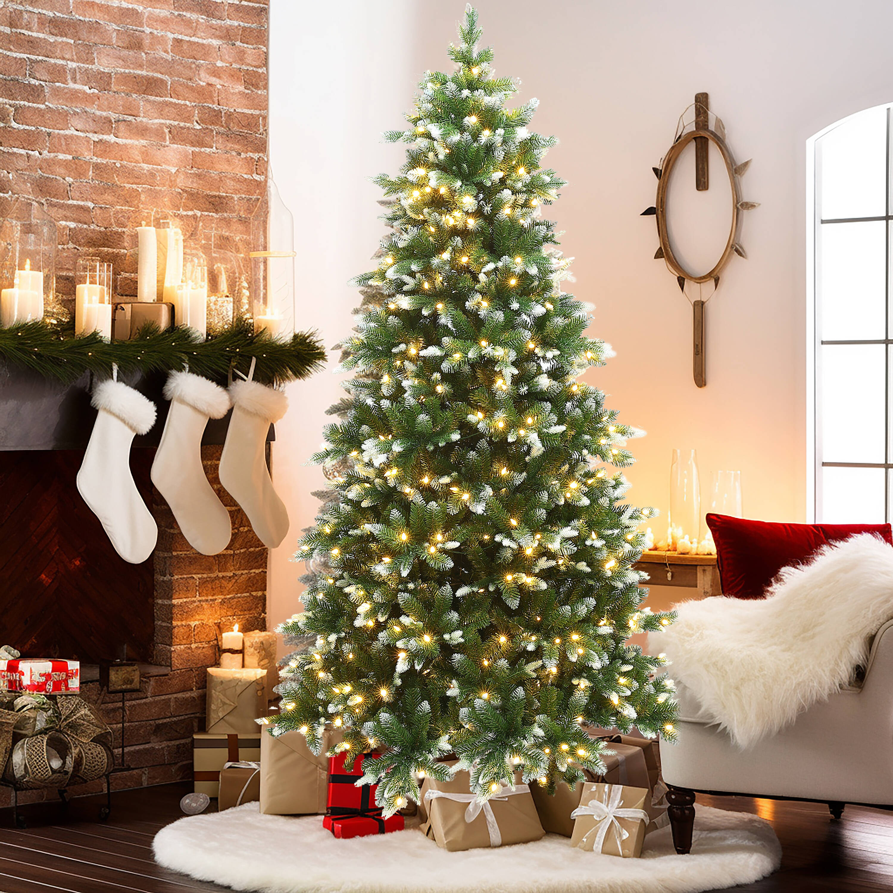 23.62'' Artificial Christmas Tree Decorative Frosted Christmas Pine Tree  Christmas Decoration