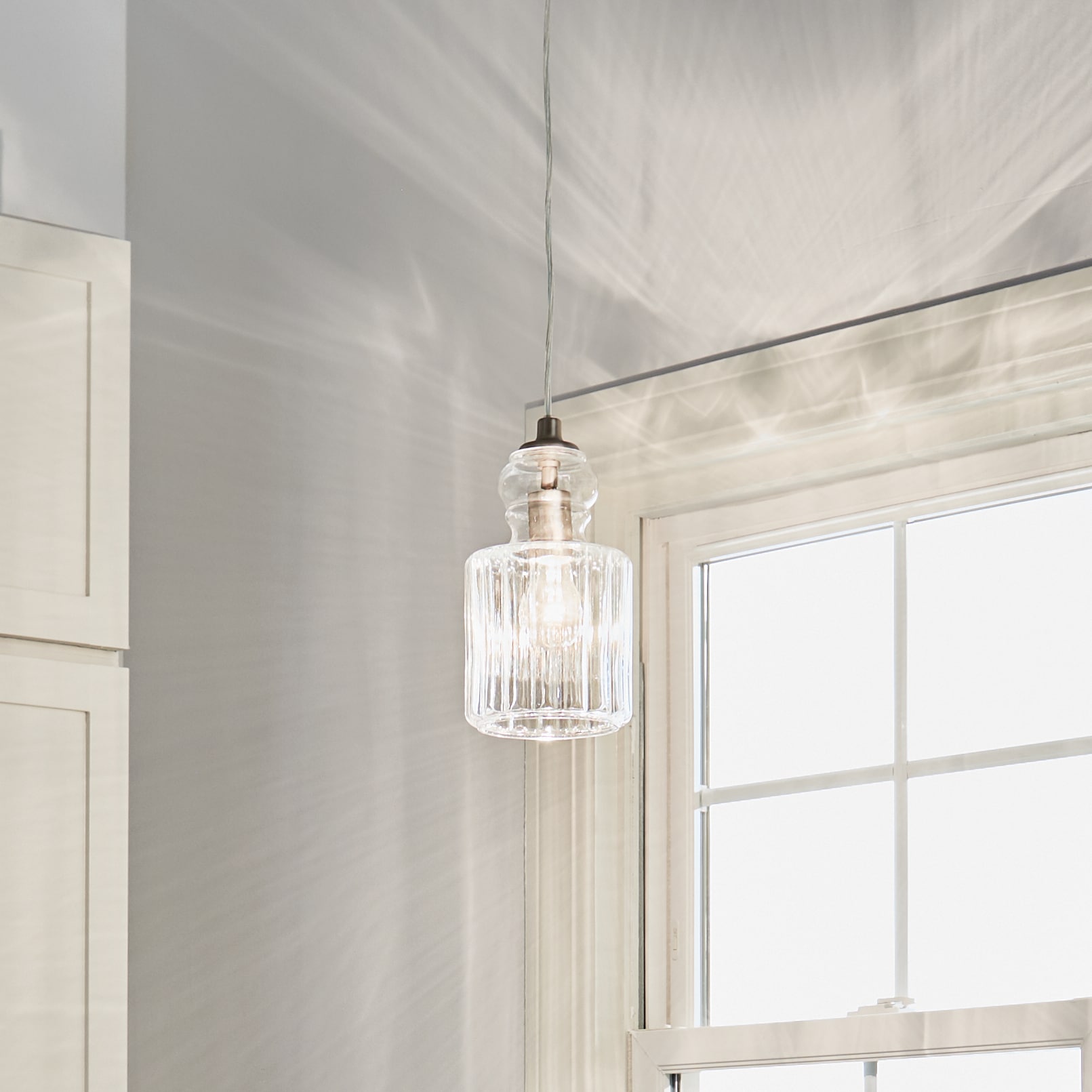 Riviera 5.75" Mini Pendant Light in Brushed Nickel with Clear Glass