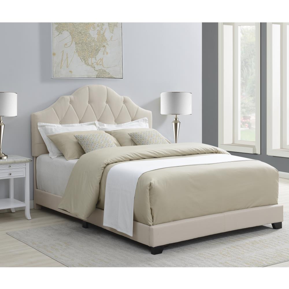 HomeFare Linen Beige Queen Wood Panel Bed at Lowes.com