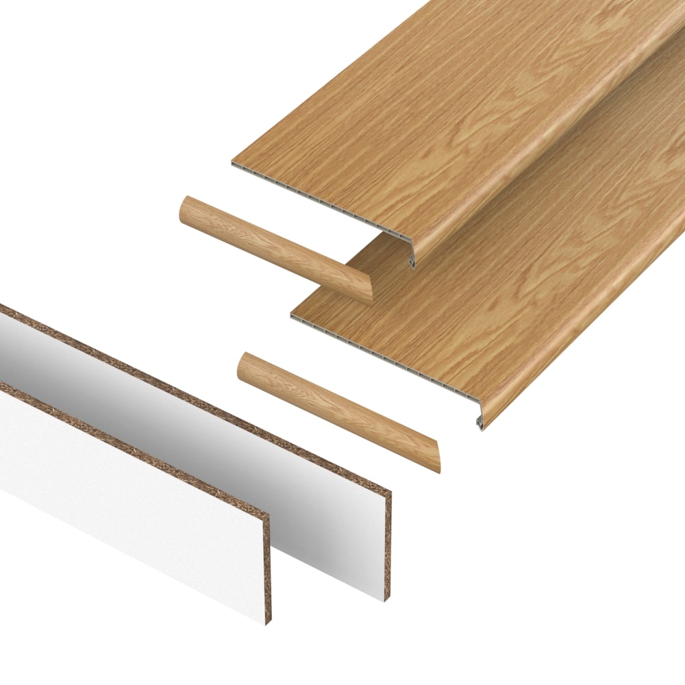 Pergo VTDKS-PR048 StairCraft (2-pack tread and riser kit) 48-in x 12.2-in x 1.73-in Spring Bank Vinyl Reversible return Bullnose Stair Tread