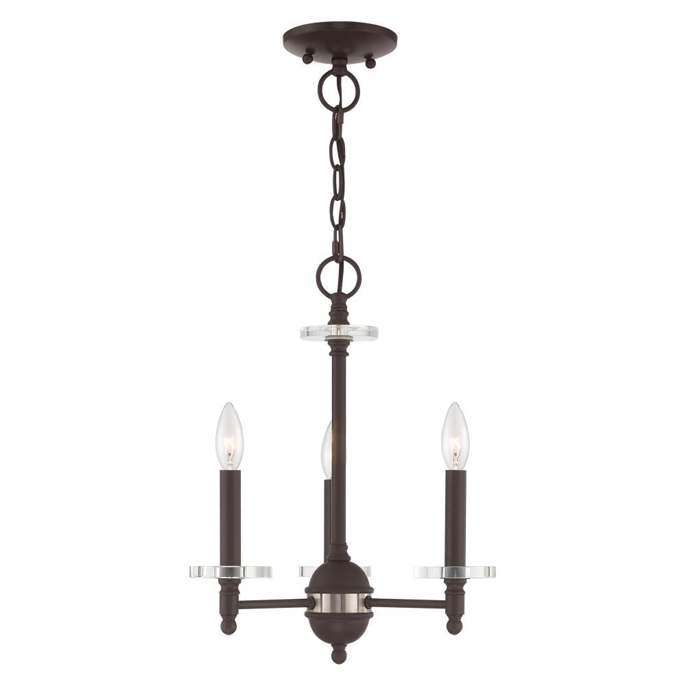 Livex Lighting 42703-07 Bancroft 3 -Light Matte Bronze Transitional Crystal For Use in Bathrooms, Bedrooms, Dining Rooms, Foyers, Kitchens, Living Rooms Chandelier