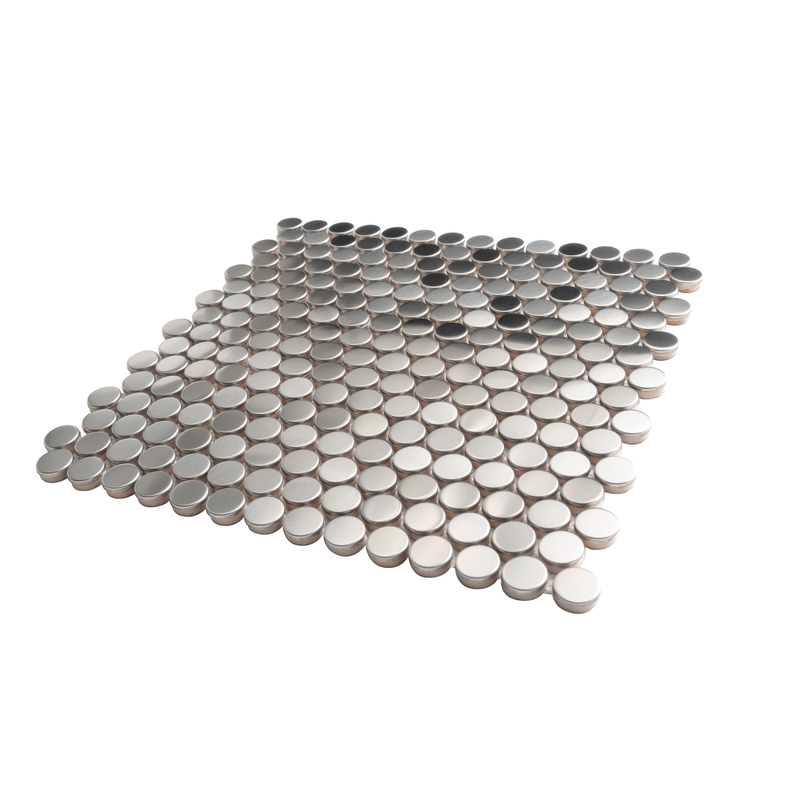 12" x 12" Polished Platinum Metal Penny Round Mosaic Tile