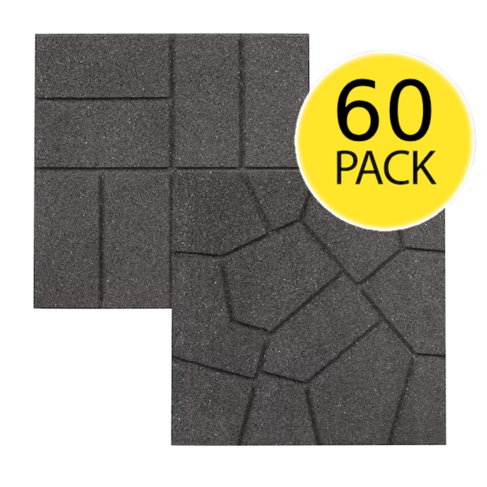 Rubberific DCPVGY60 16-Inches L x 16-Inches W x 0.75-Inches H Square Gray Rubber Paver Multi-pack