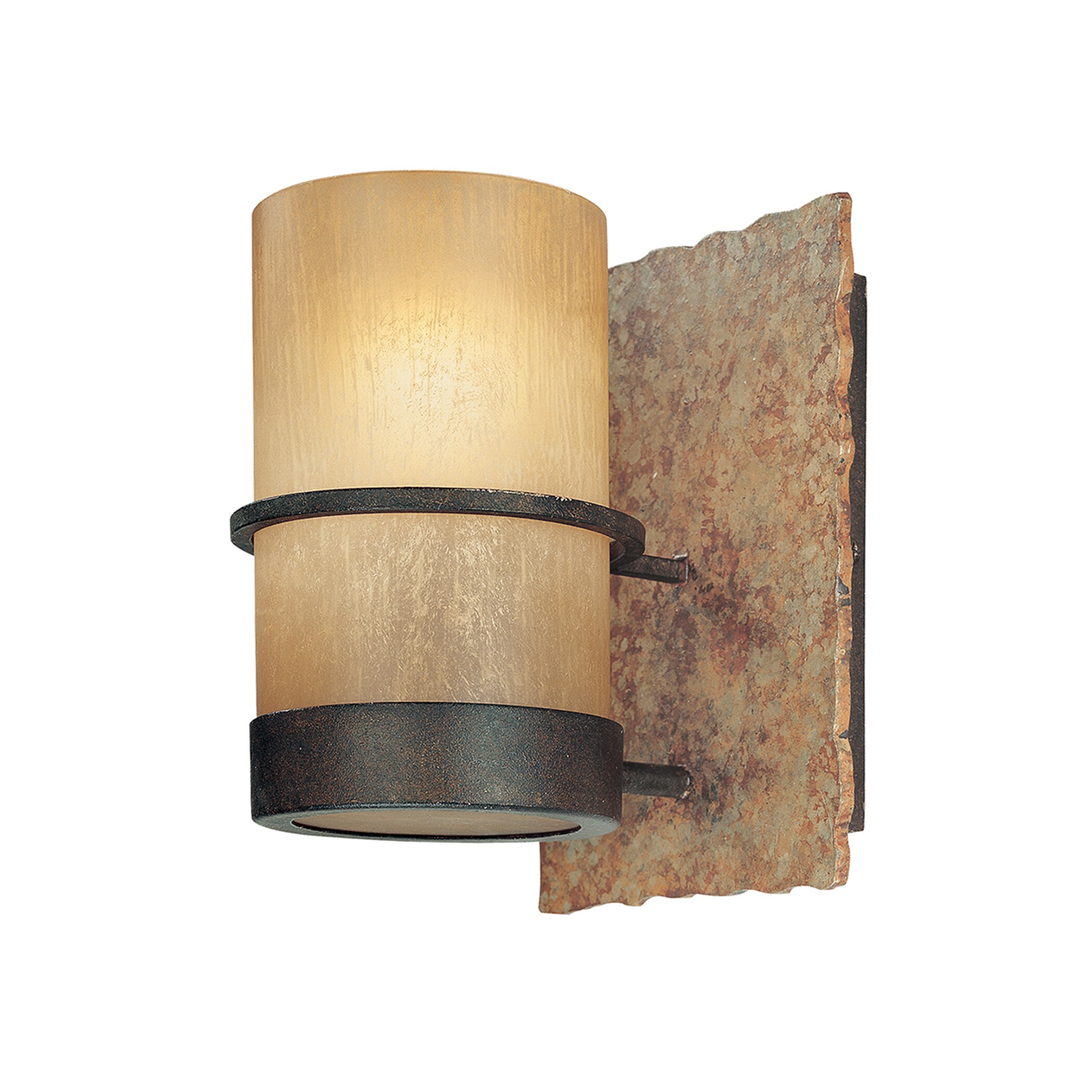 Troy Lighting B1841BB Bamboo 5.5-in 1-Light Bamboo Bronze with Natural Slate Transitional Vanity Light