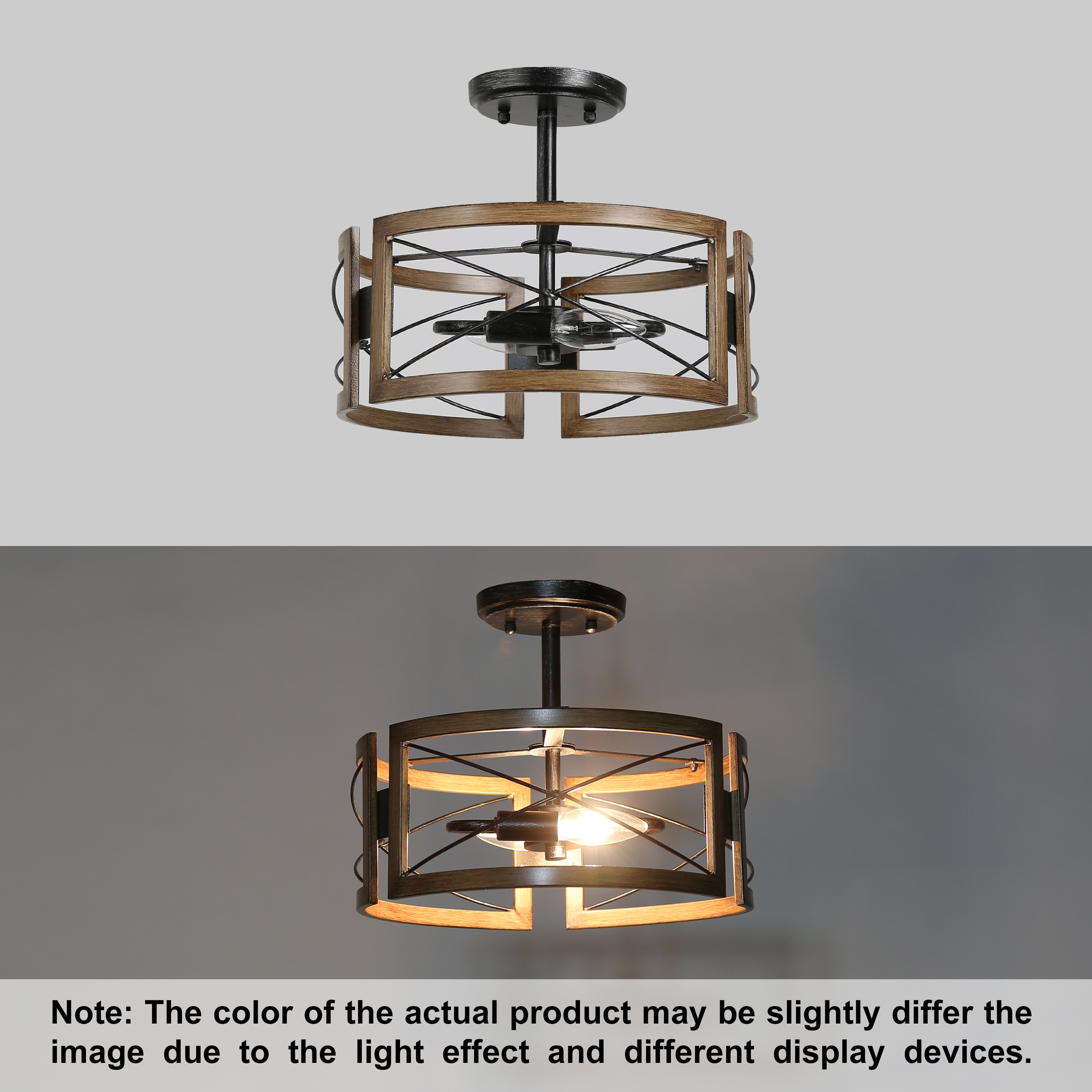 LNC Martin 3 -Light 13-in Antique Black Semi Flush Mount LNC Martin 3 -Light 13-in Antique Black Semi Flush Mount