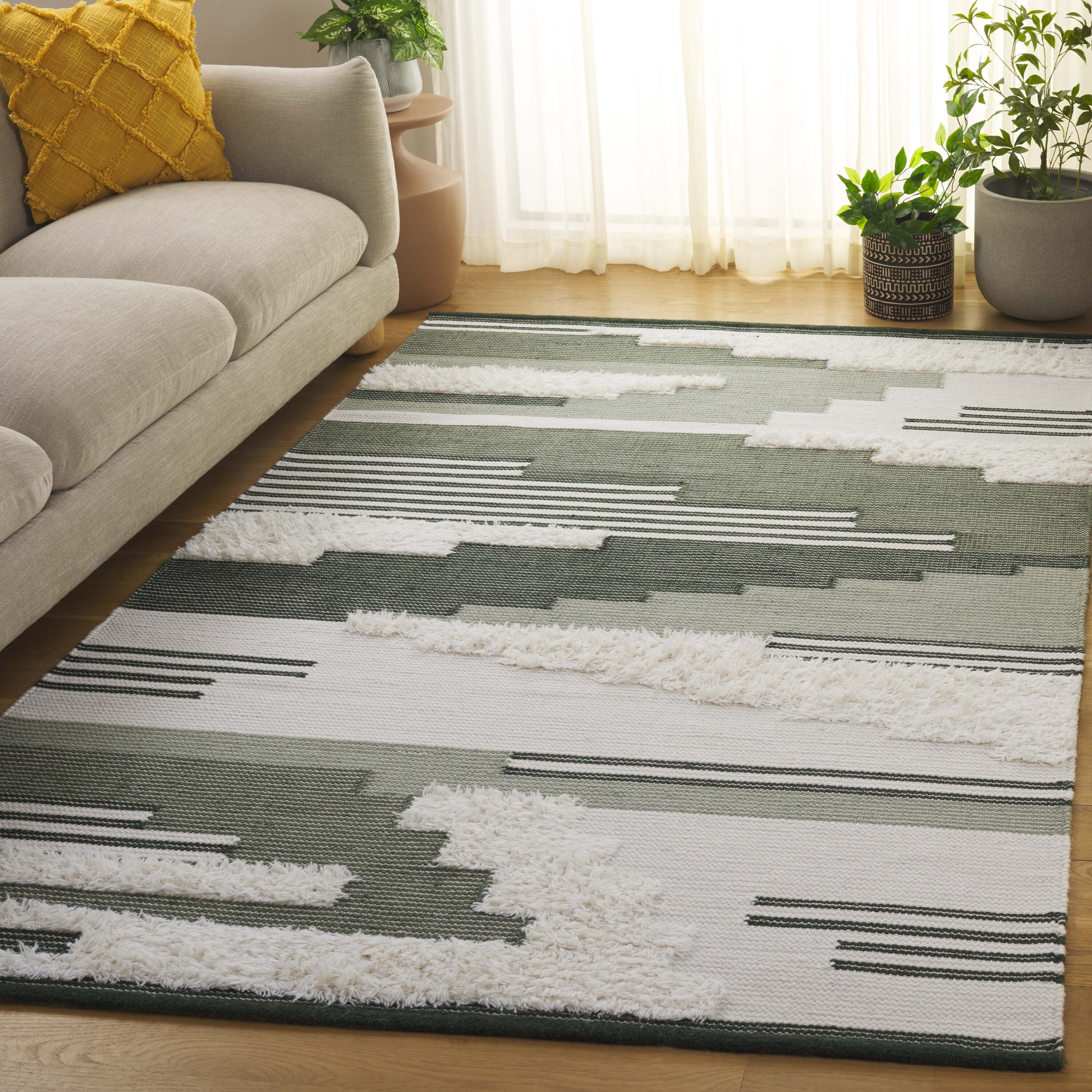  Kenya 280 Sage/Ivory Contemporary 5Ft x 8Ft Medium Rectangle Rug
