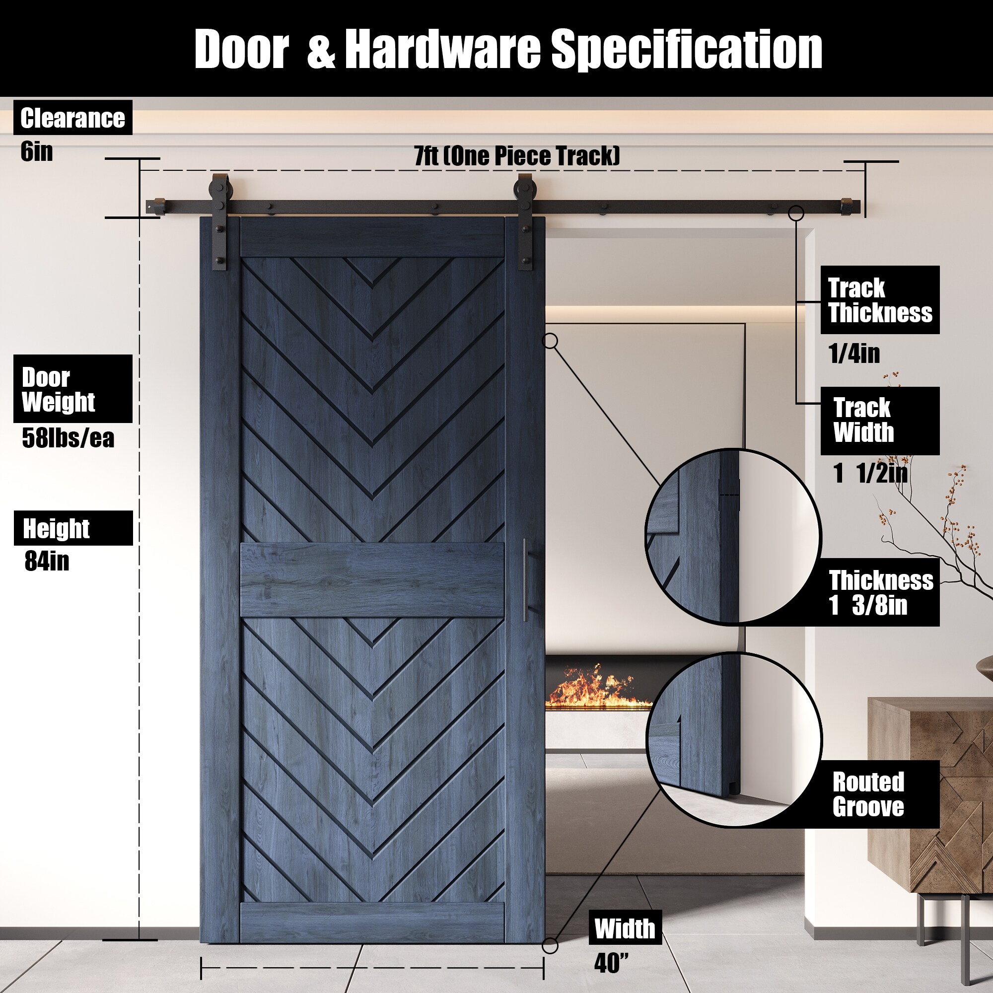 HOMACER YT1H084C-JT3-4084-NA Barn-Doors - View #2