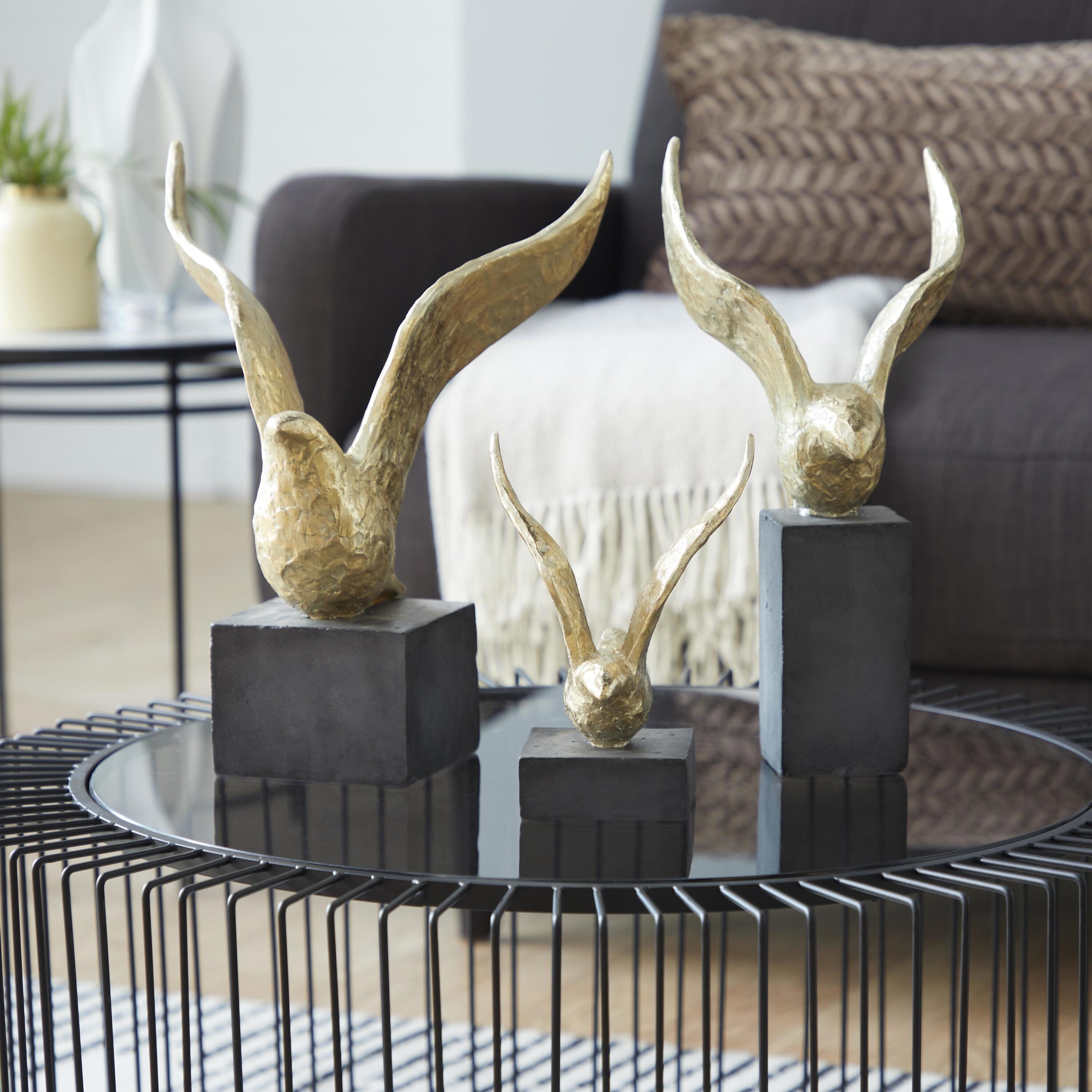 Grayson Lane 94140 3 -Pack Gold Stone Modern Figurine