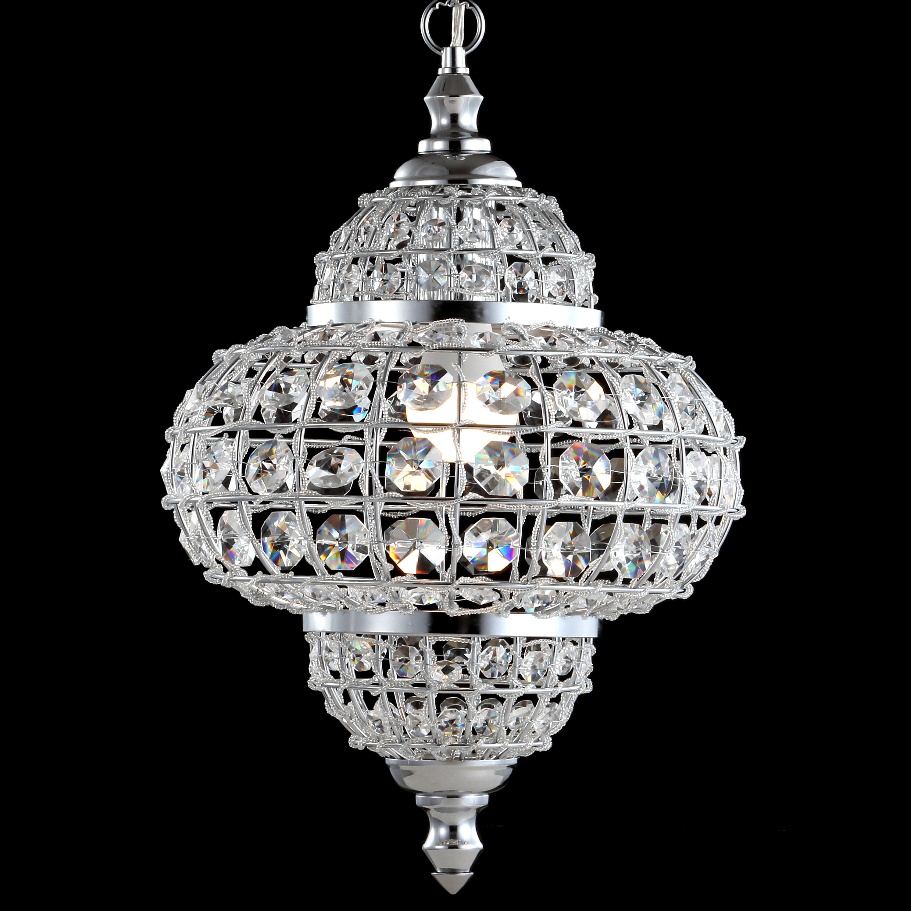 Juliette 19.5" Chrome and Crystal Modern LED Pendant Light
