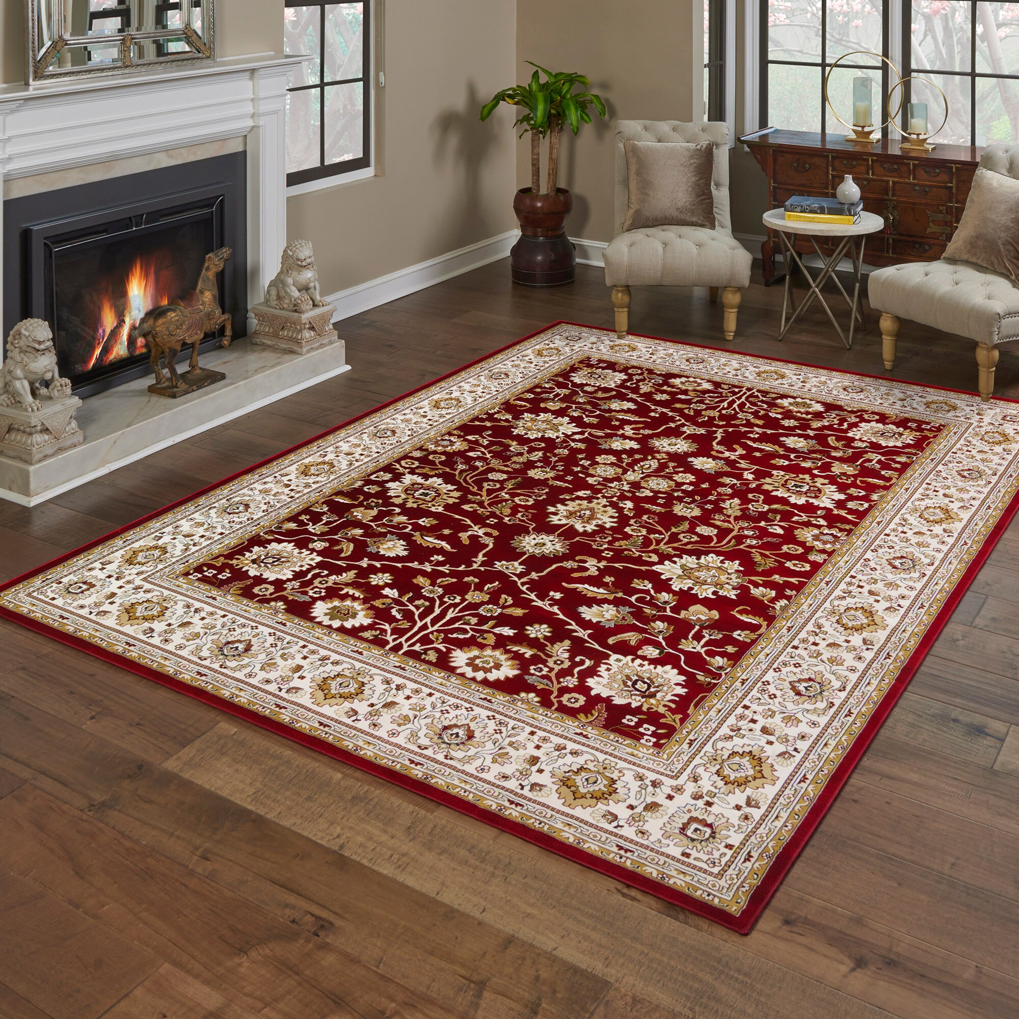 GERTMENIAN Majestic 8 x 10 Red Indoor Border Area Rug in the Rugs ...