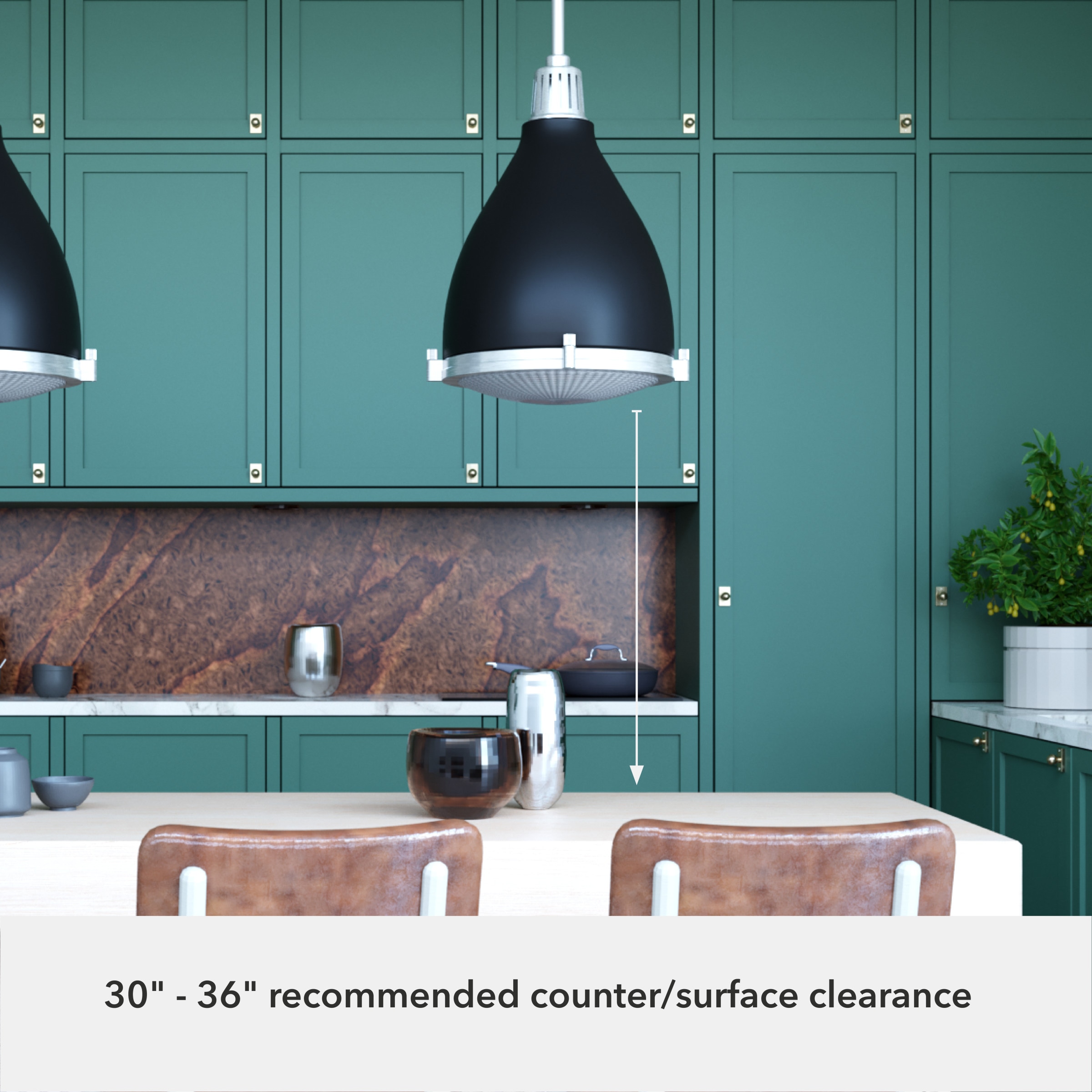 Hunter Bluff View 3-Light Flat Matte Black Transitional Clear Glass Dome LED Medium Hanging Kitchen Island Light