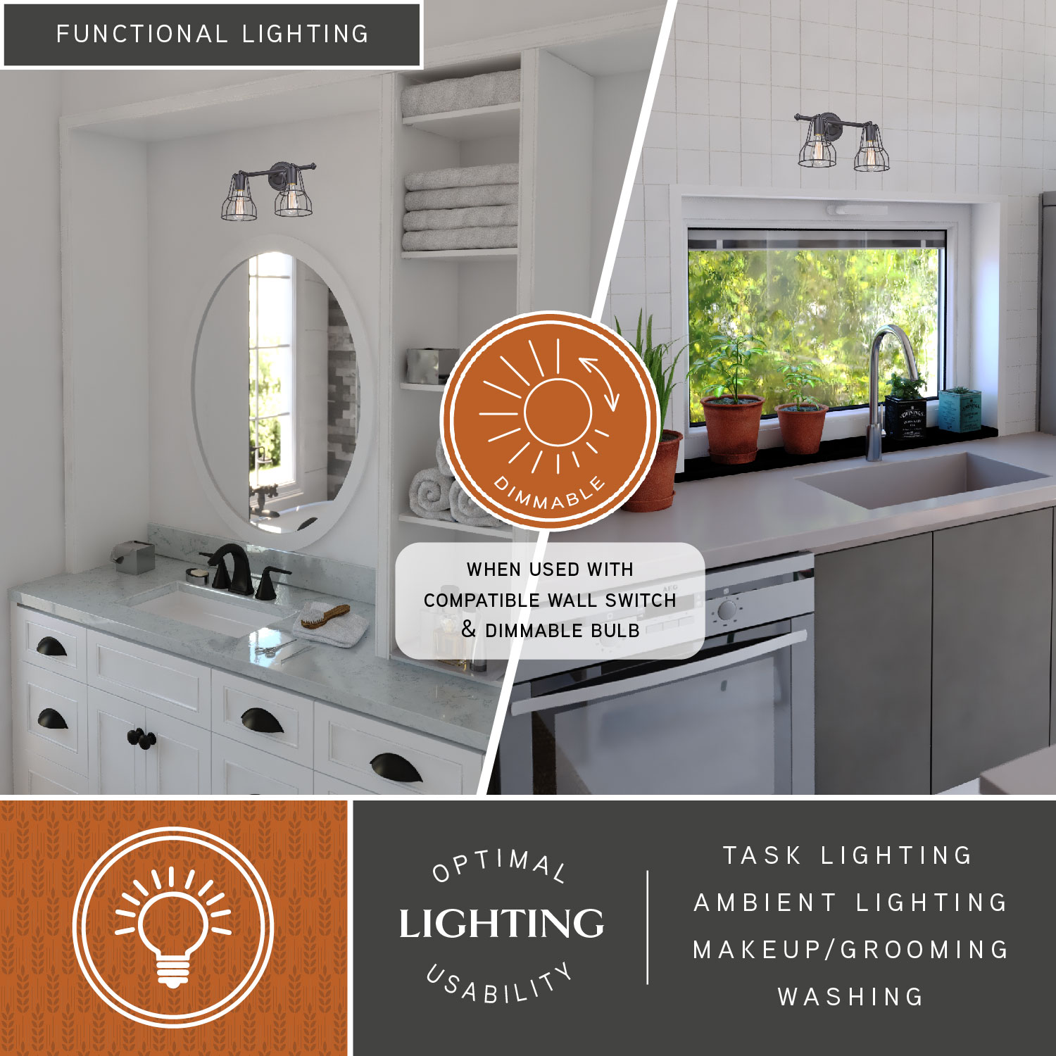 Urban Loft 14'' Bronze Adjustable Bell-Shaped Vanity Light