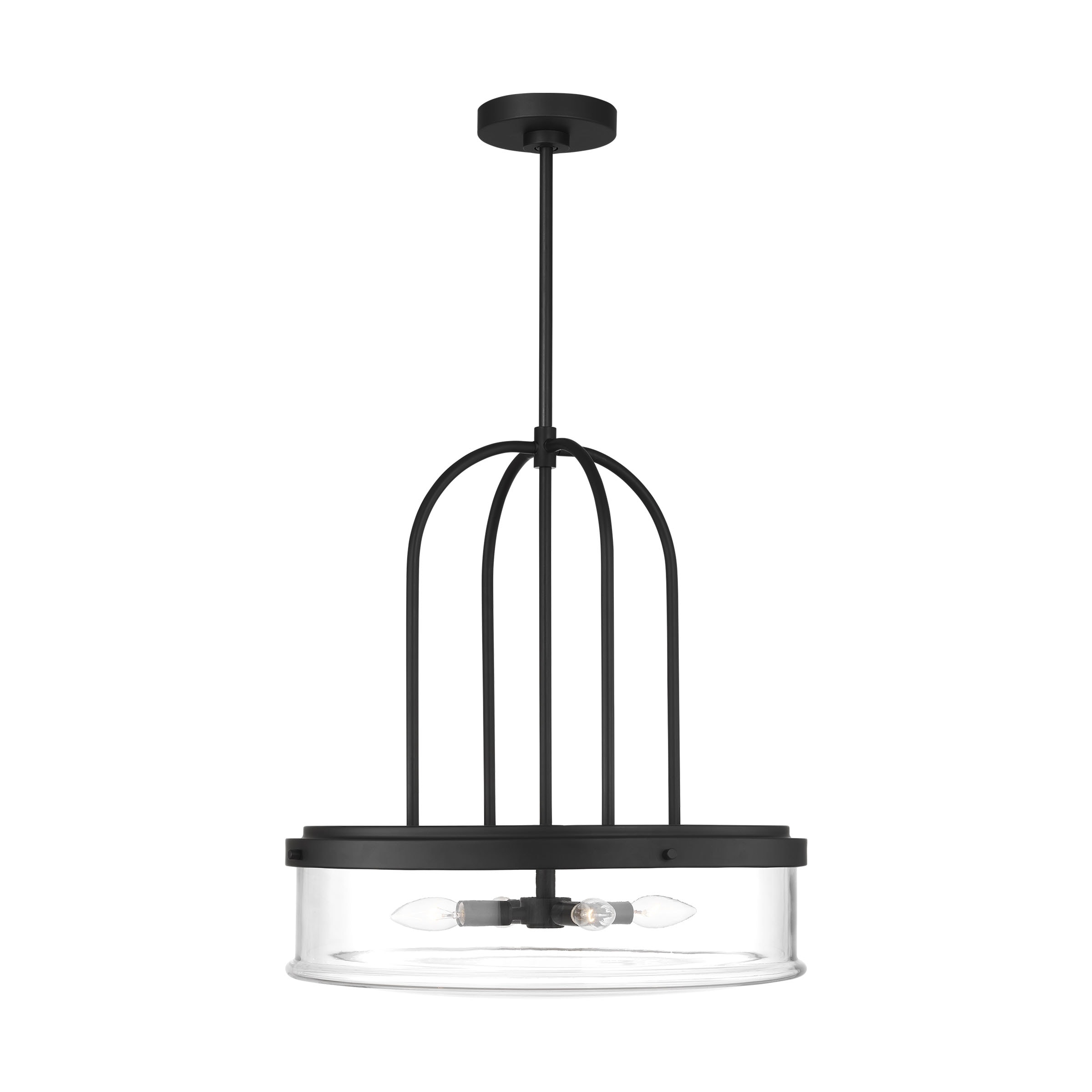 Generation Lighting GLP1064MBK Anders 4 -Light Midnight Black Transitional Clear glass Geometric Large Hanging Pendant light