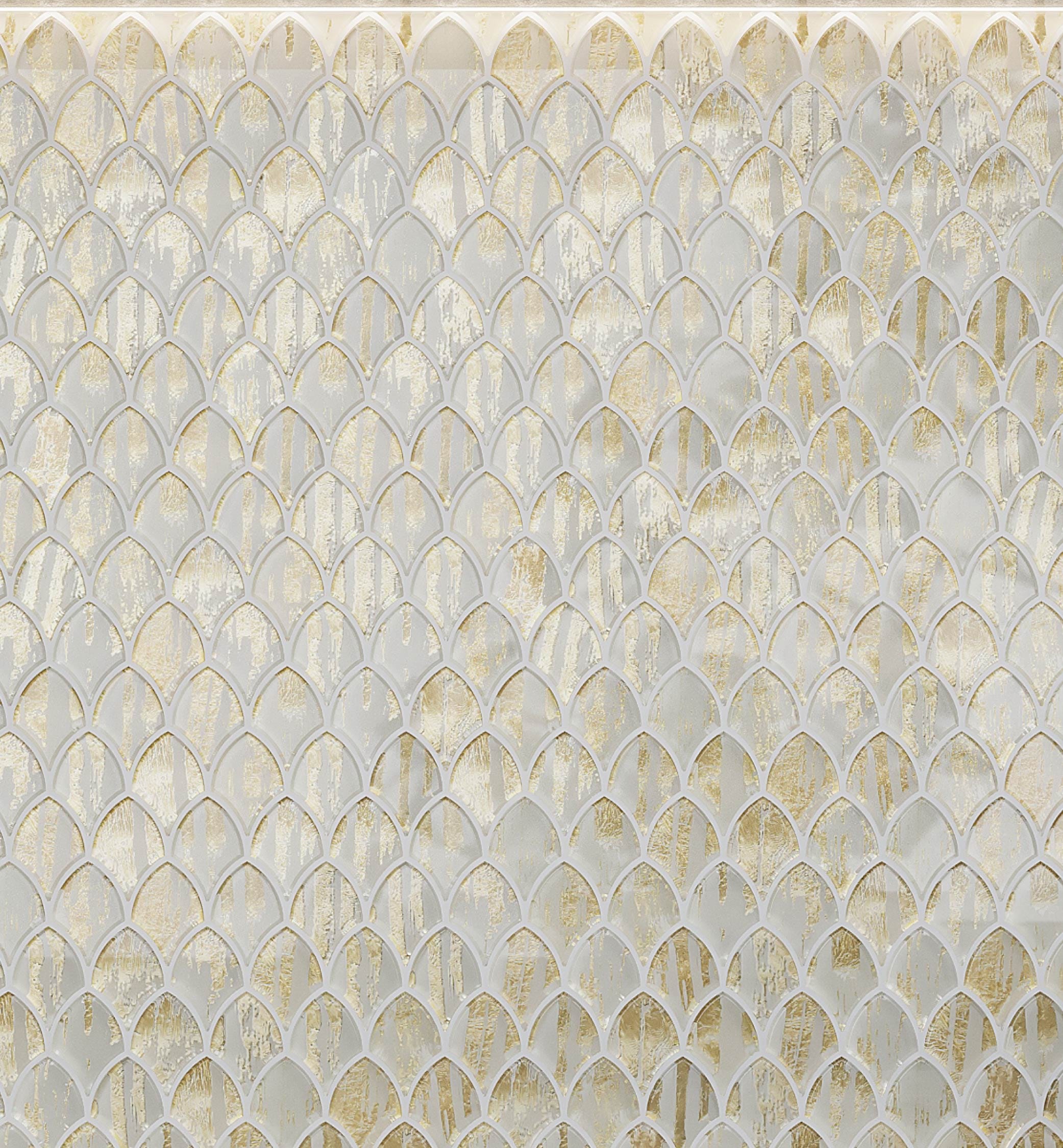 Majeste Glossy Gold and White Glass Mosaic Wall and Floor Tile
