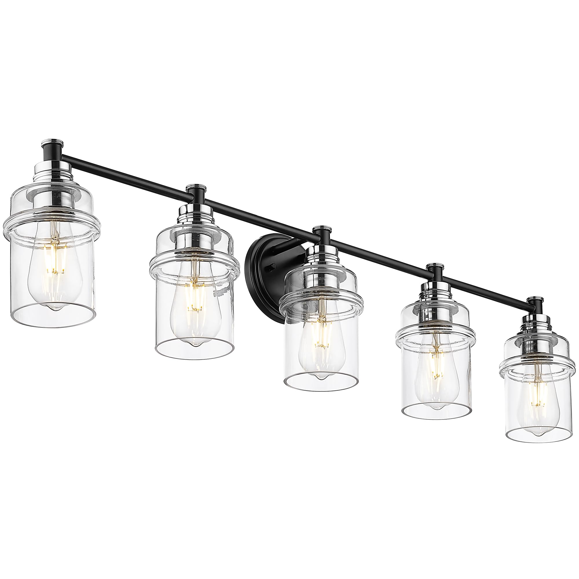 LTMATE LS4FY-5E26 BK+CH JAZAVA 39.2-in 5 -Light Chrome Farmhouse Vanity light