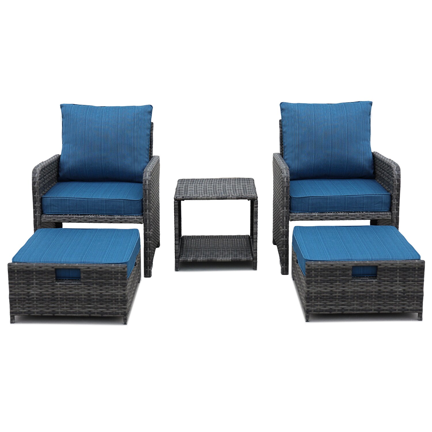 Mondawe 3880-HY 3 -Piece Rattan Patio Conversation Set with Brown Cushions