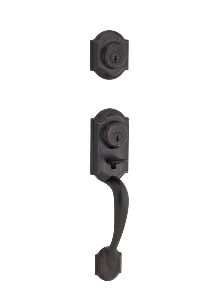 Kwikset 553MNHLIP-11PS Signature Series Venetian Bronze Single-Cylinder Deadbolt Entry Door Exterior Handle Smartkey