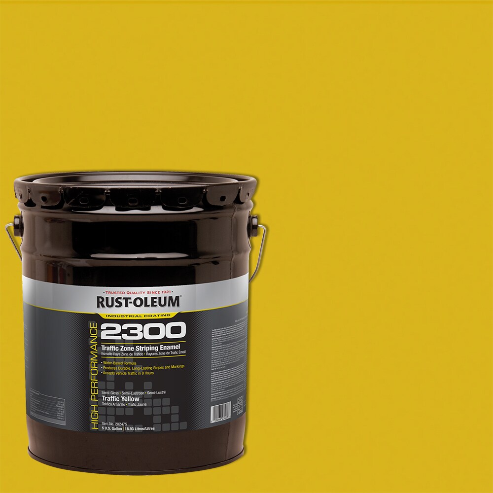 Rust-Oleum 202475SOS High Performance Traffic Zone Striping Enamel Semi-gloss Yellow Latex Interior/Exterior ( 5-gallon )