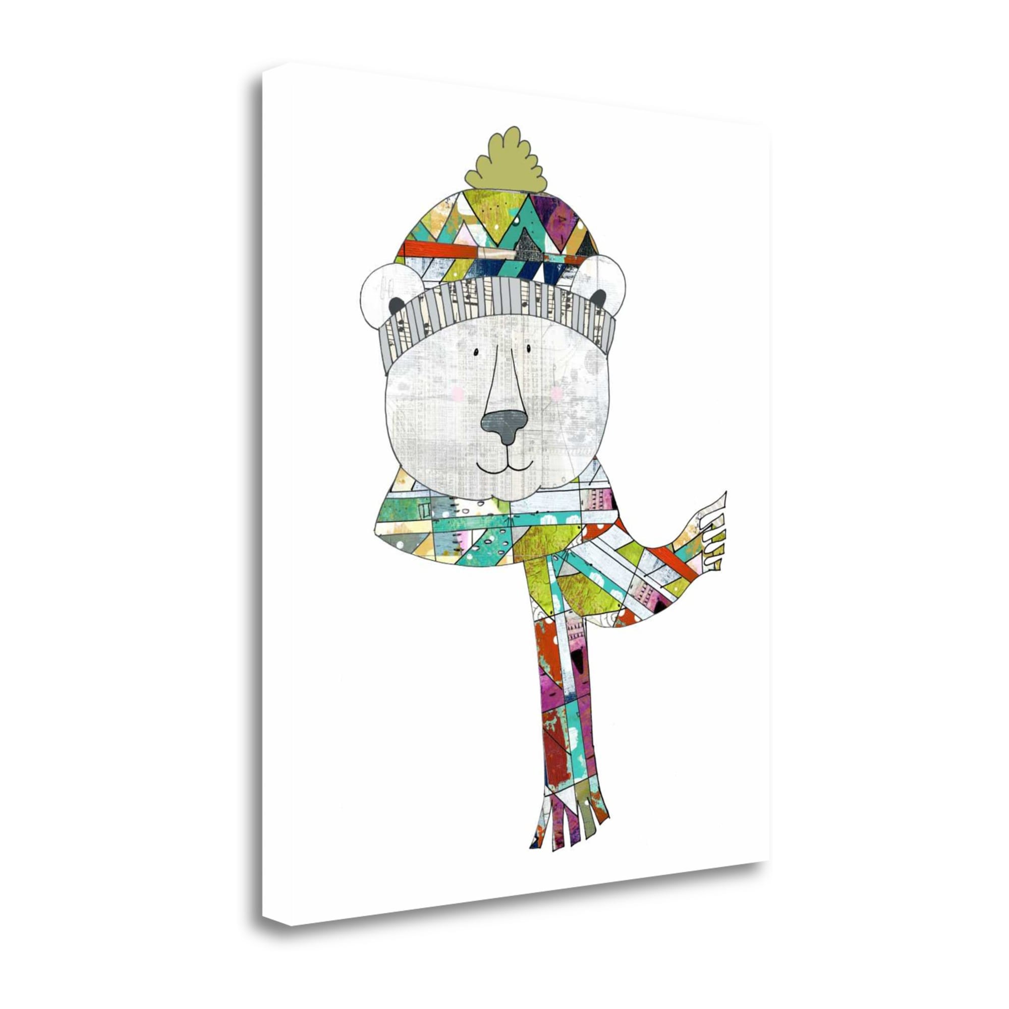 Tangletown Fine Art SBSO1181-1820C Bear In A Hat and Scarf Sarah Ogren 20-in H x 18-in W Animals Print on Canvas