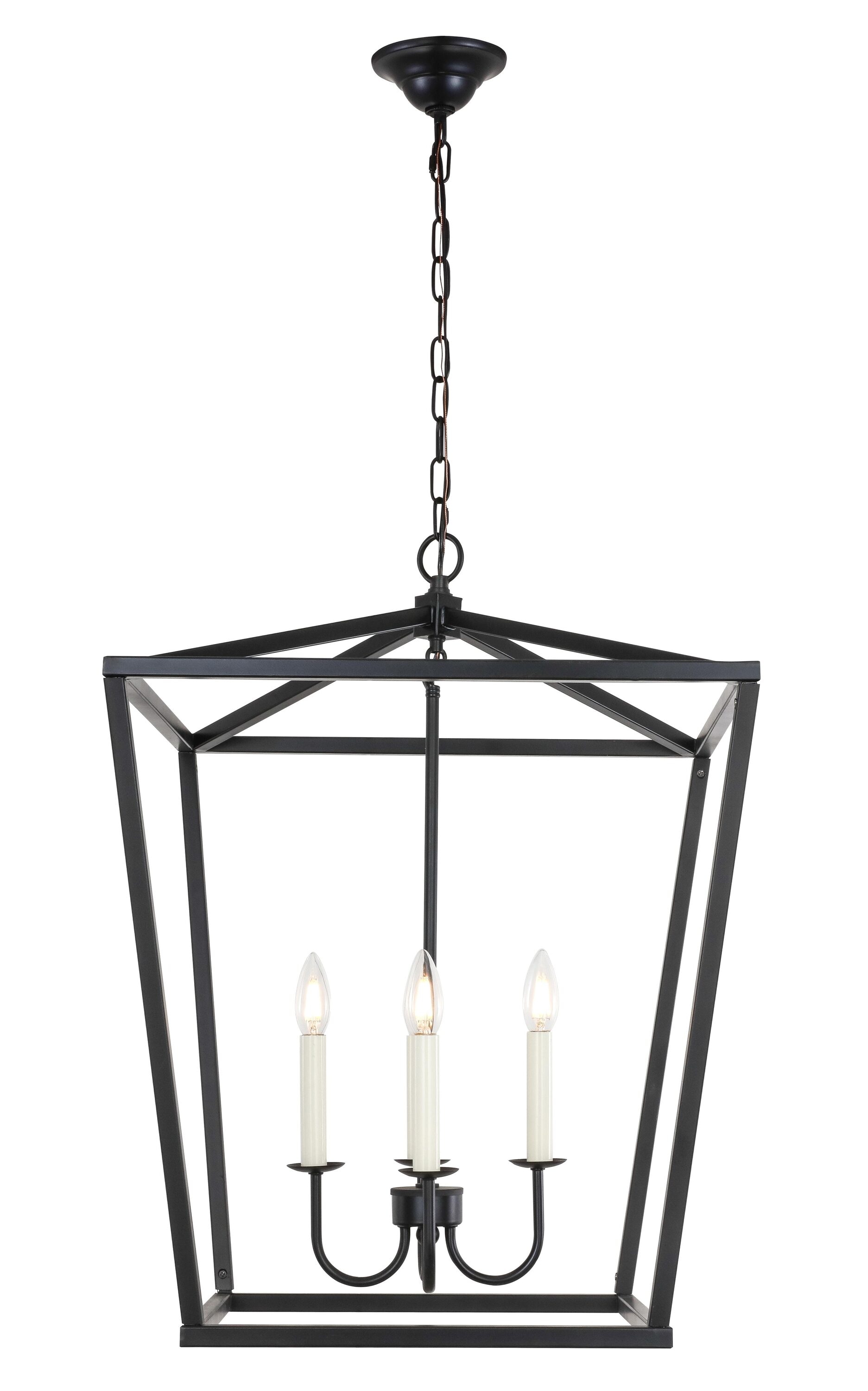 Elegant Decor HFDL18024D20BK Home Furnishing 4 -Light Black Industrial Square Medium Hanging Pendant light
