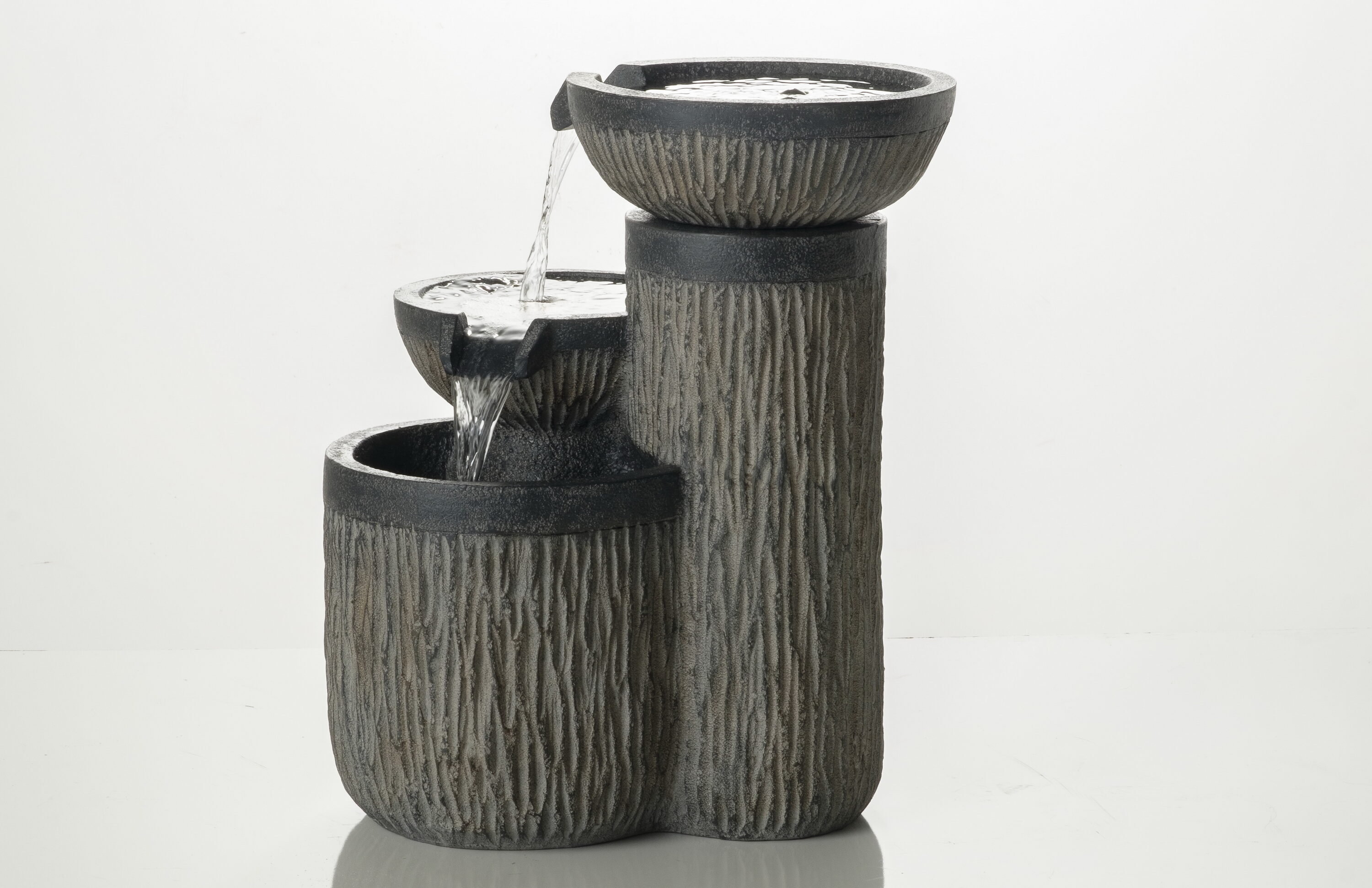 Alfresco Home 74-1807 17-in H Resin Tiered Outdoor Fountain with Birdbath Pump Included