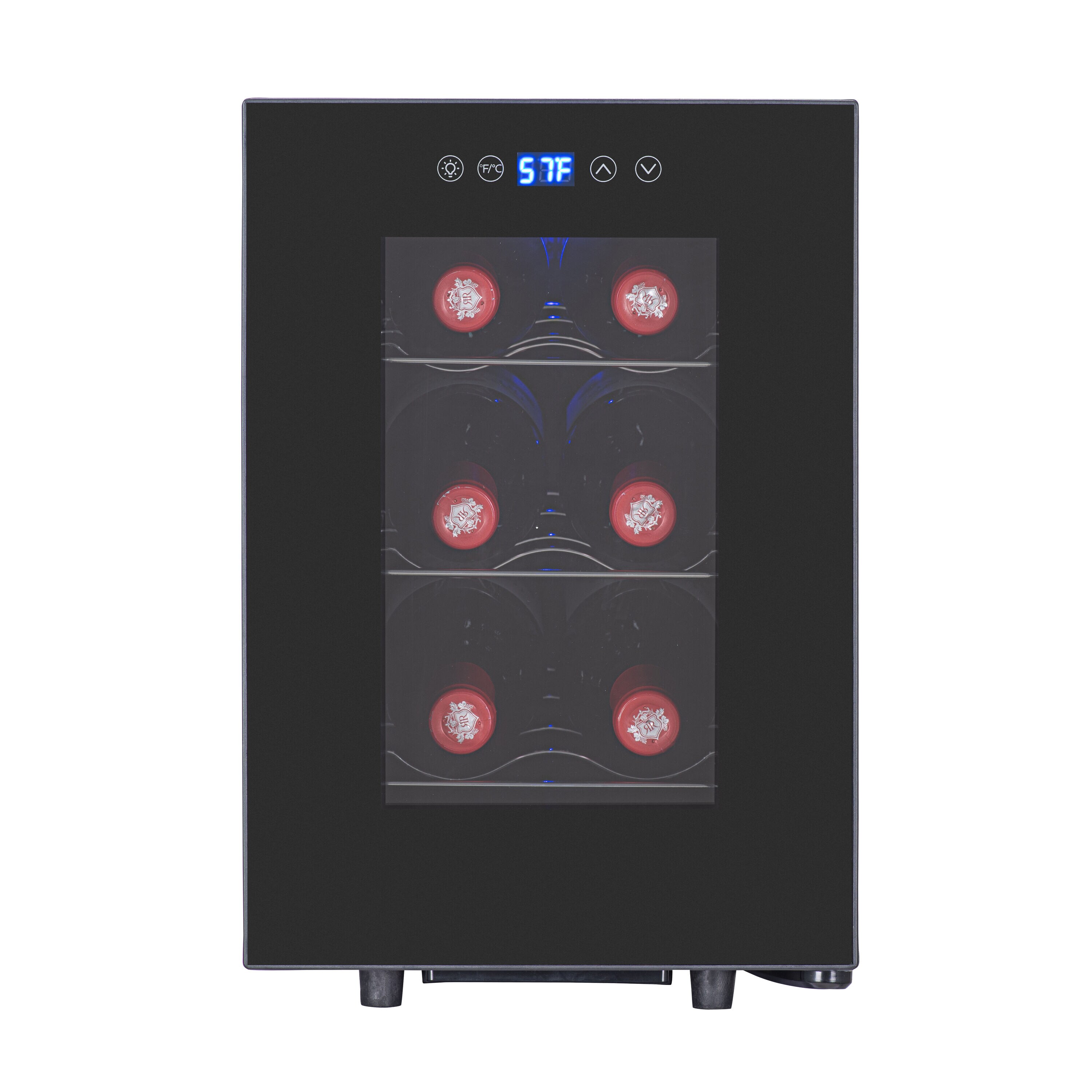 Hamilton Beach HBWF6035 19.75-Inches W 6 -Can Capacity Black Freestanding Indoor Beverage Refrigerator with Glass Door