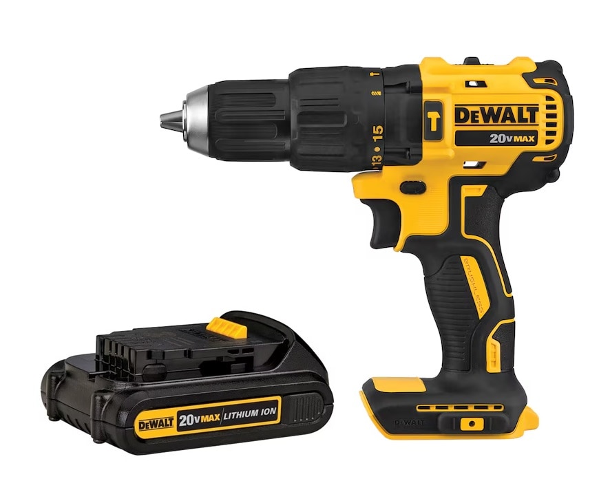 DEWALT 1/2-in 20-volt Max Variable Speed Brushless Cordless Hammer Drill and DEWALT 20-V Lithium Battery Kit (1.5 Ah)