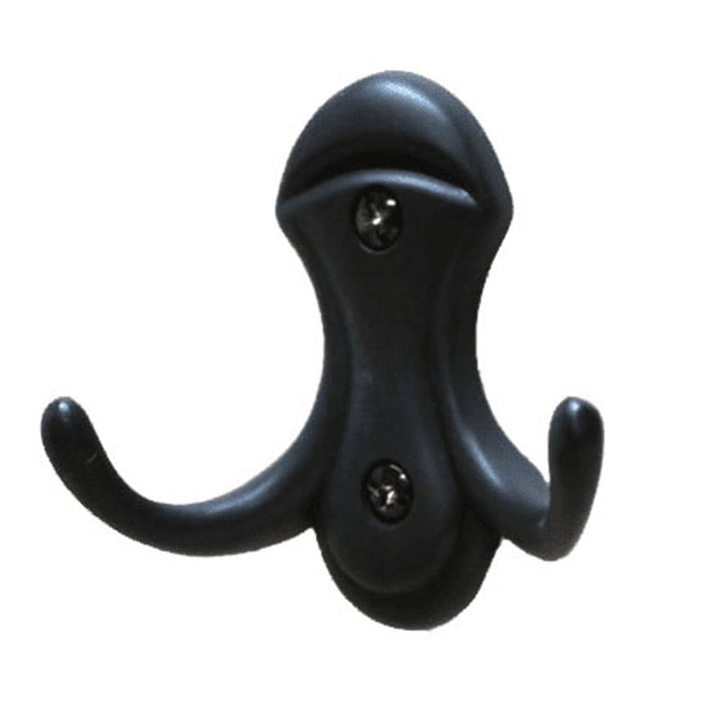 Residential Essentials Black Double-Hook Wall Mount Towel Hook in the Towel  Hooks department at