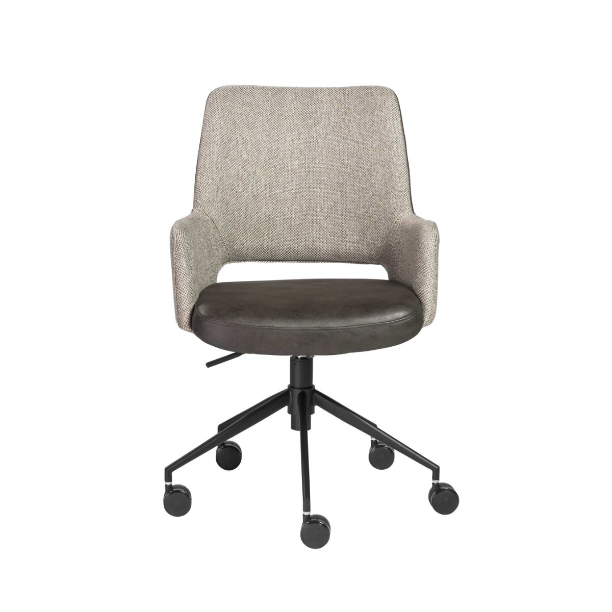 HomeRoots 370515 Amelia Gray Contemporary Adjustable Height Swivel Faux Leather Desk Chair