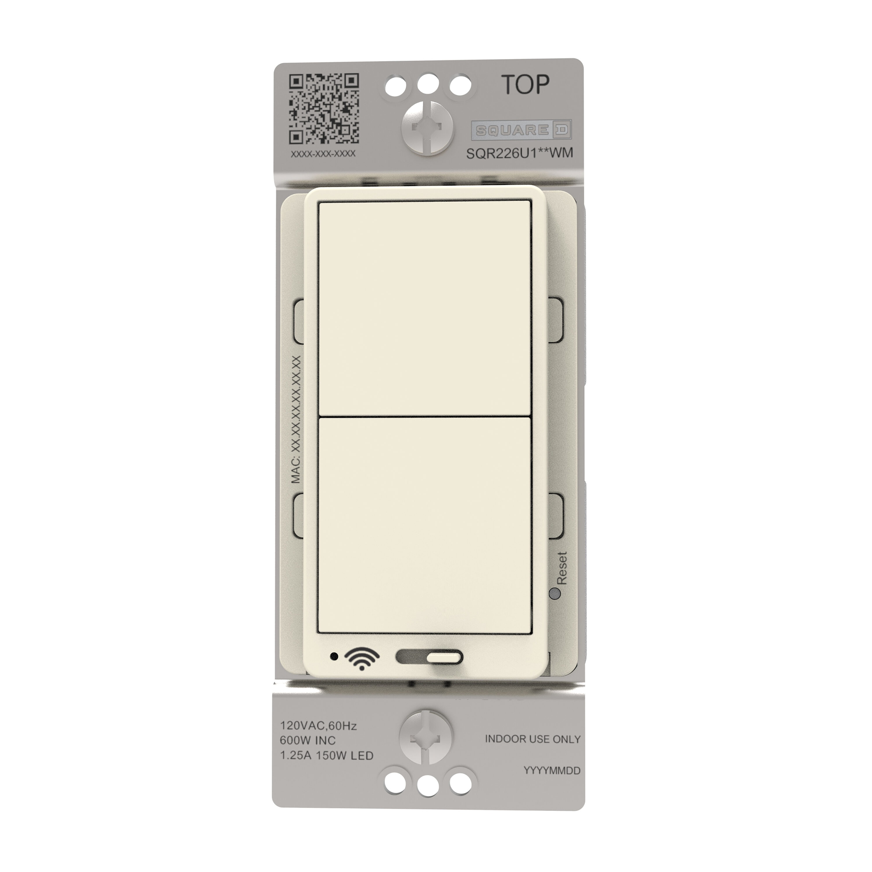 Square D SQR226U1LAWM X Series WiFi Matter Single-pole/3-way Smart Compatible LED Locator light Decorator Master Dimmer Light almond