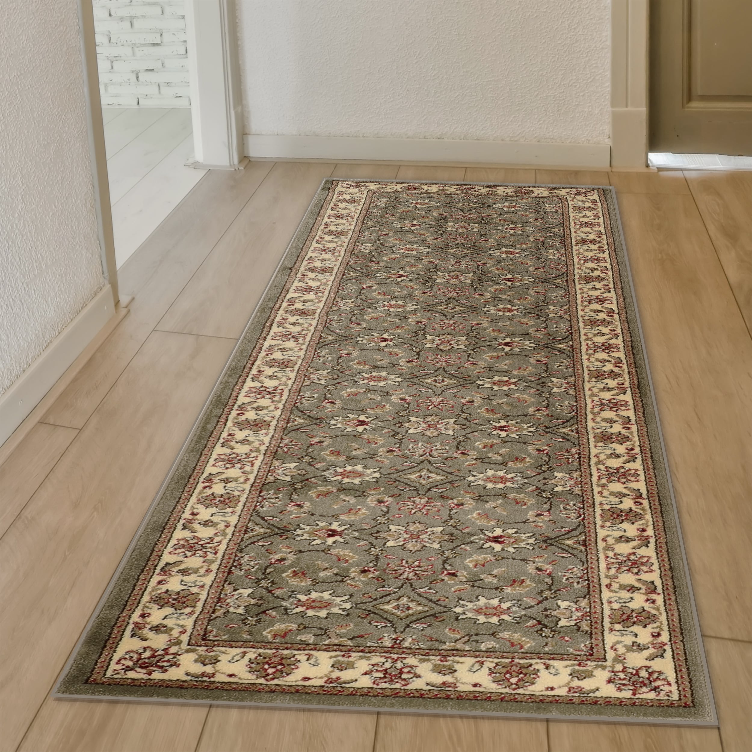 Radici USA 1592/1064/SAGE Como 2 x 8 (ft) Polypropylene Sage Rectangular Indoor Floral/Botanical Oriental Runner rug