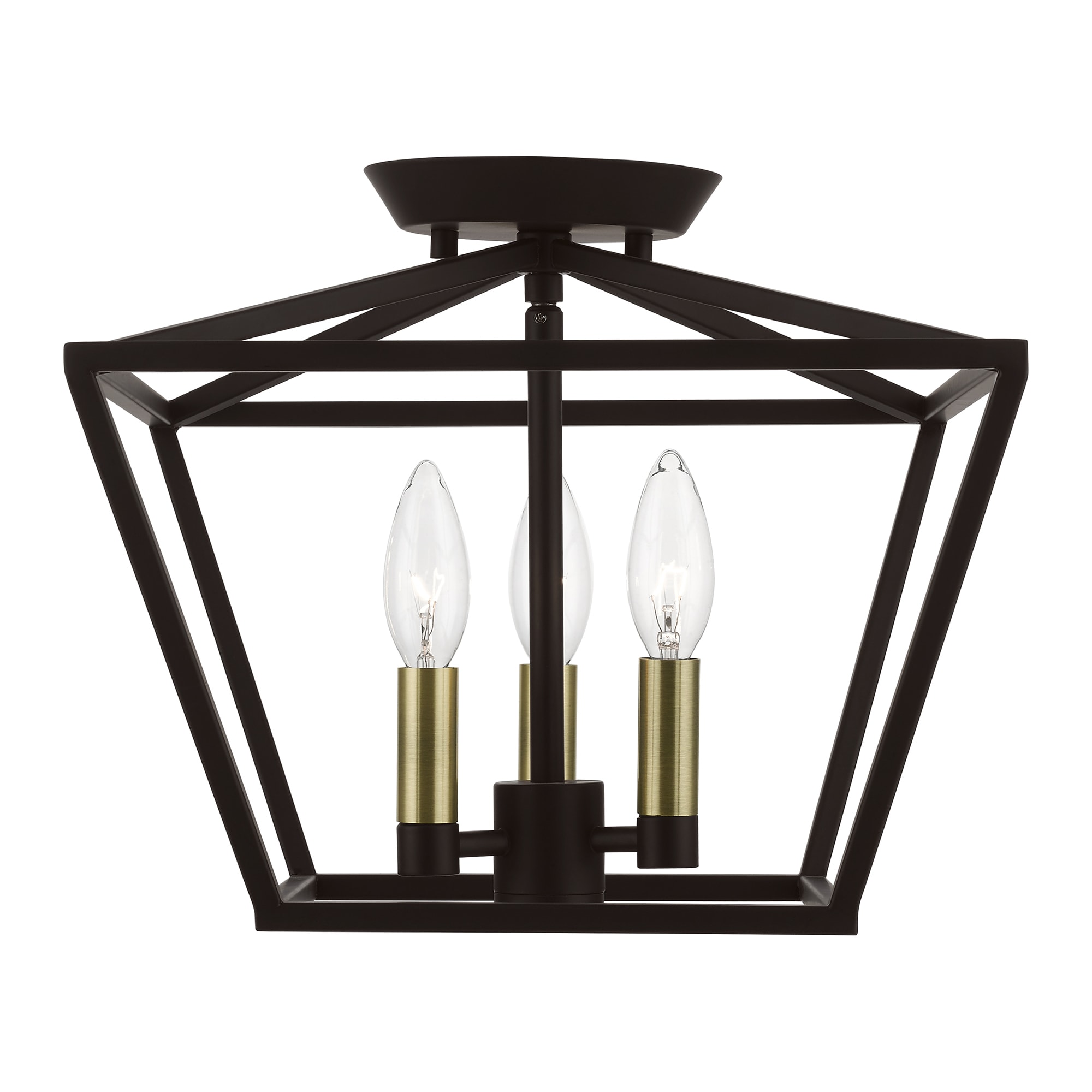 Casual Vibe Bronze & Antique Brass 3-Light Semi-Flush Mount