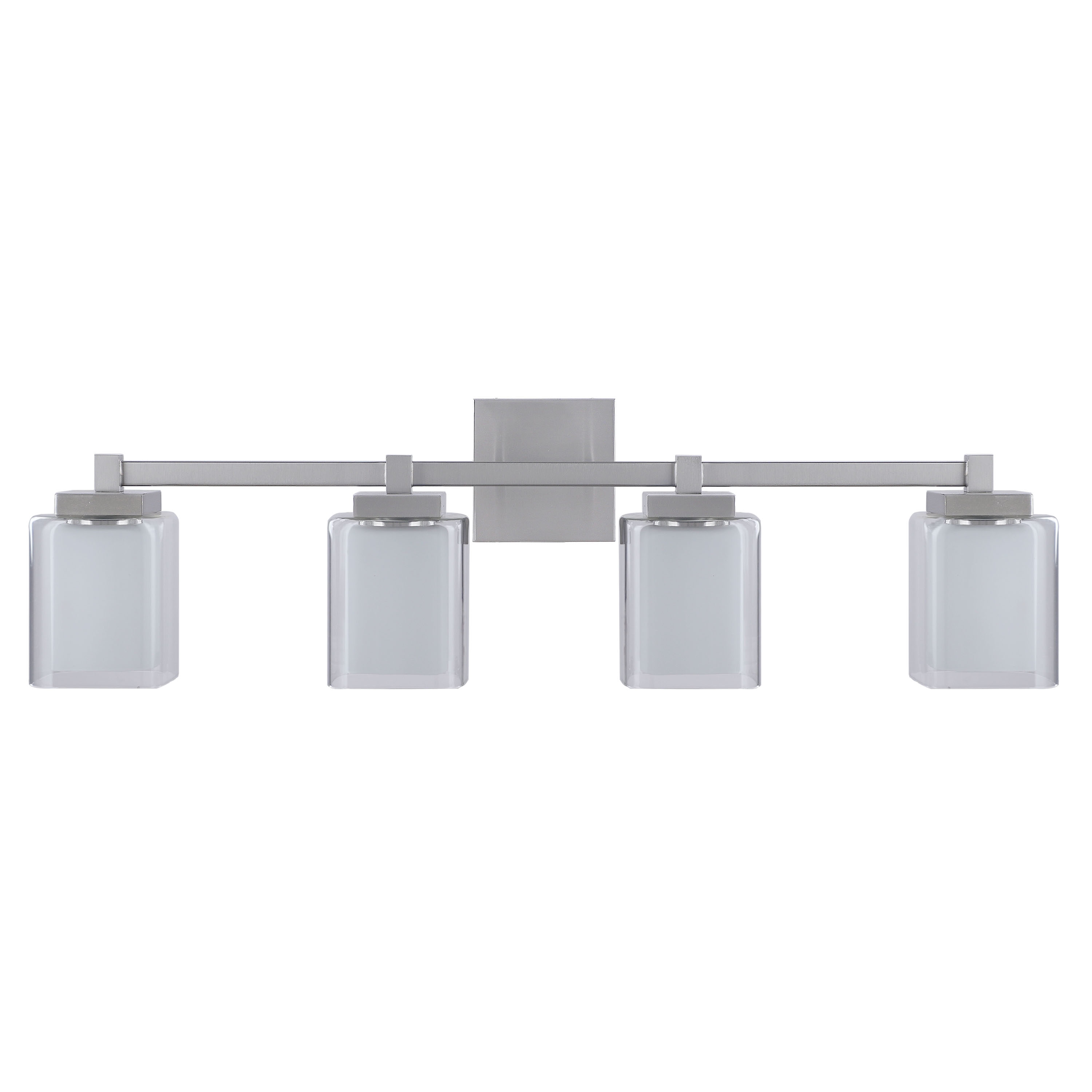 32-inch Satin Nickel 4-Light Vanity Fixture with Clear Glass Shades