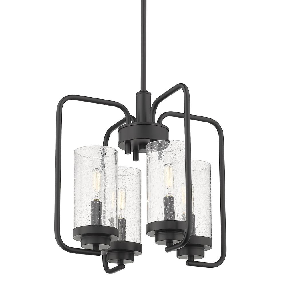 Golden Lighting Holden Black Transitional Seeded Glass Cylinder Pendant Light