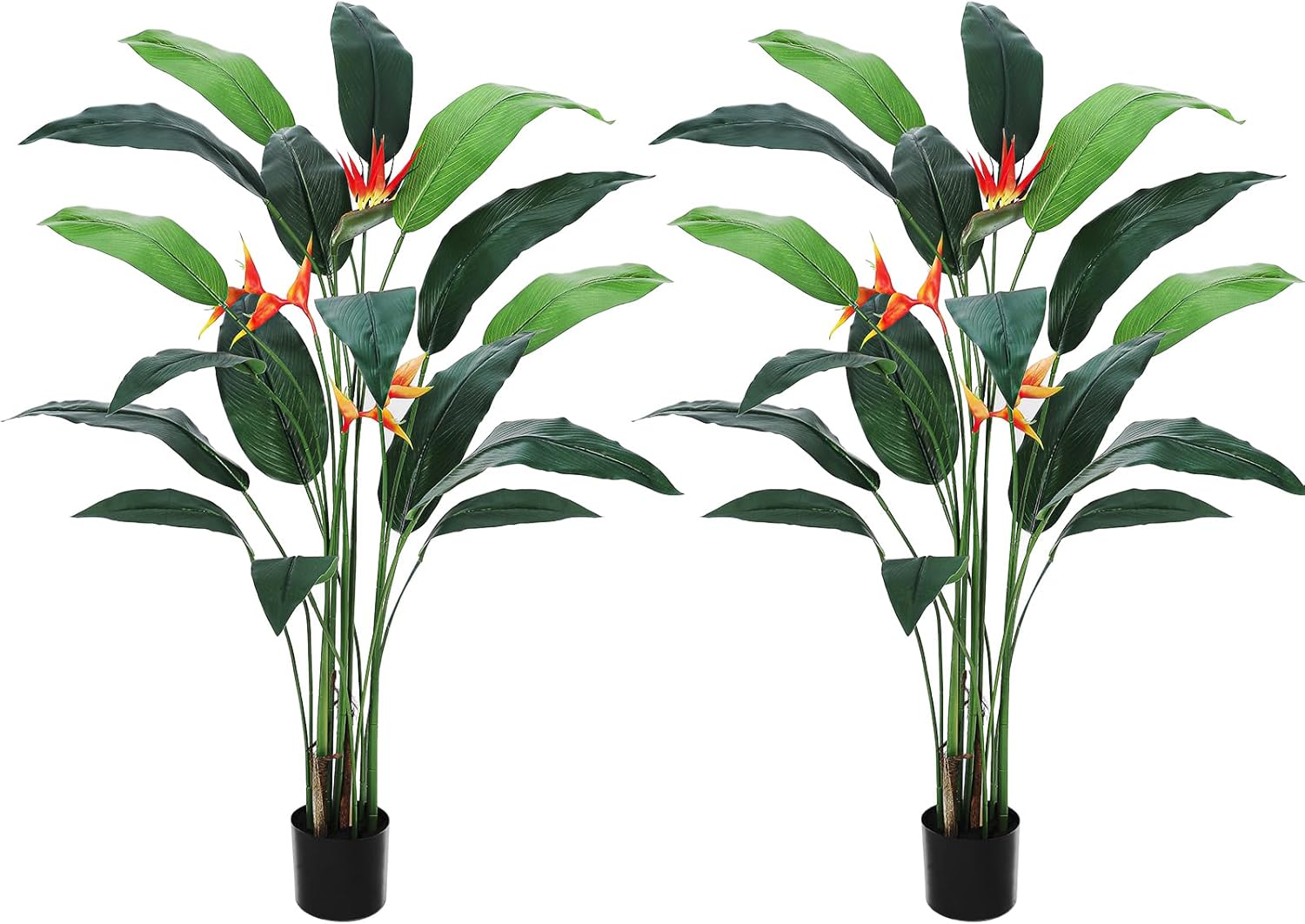 Qeetex LXL-PHO-11J6PRL3 Artificial Bird of Paradise Plant 7 ft84 in Fake Palm Tree for Indoor Outdoor Modern Decor Faux Tree for Home Office Perfect Housewarming Gift with 17 Trunks Faux Leaves  3 Flowers 2 Pack