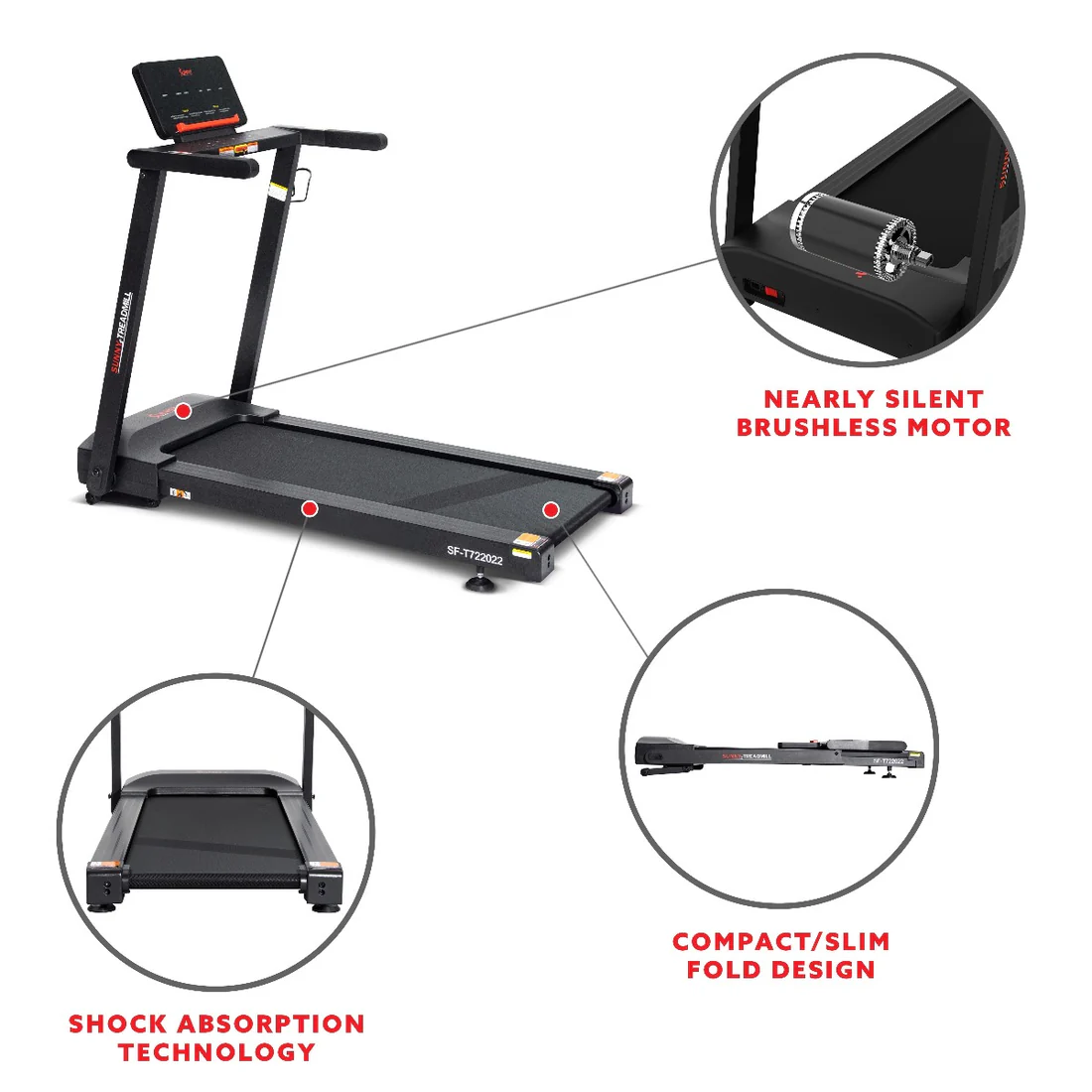 Sunny Health & Fitness Foldable Treadmill with Incline