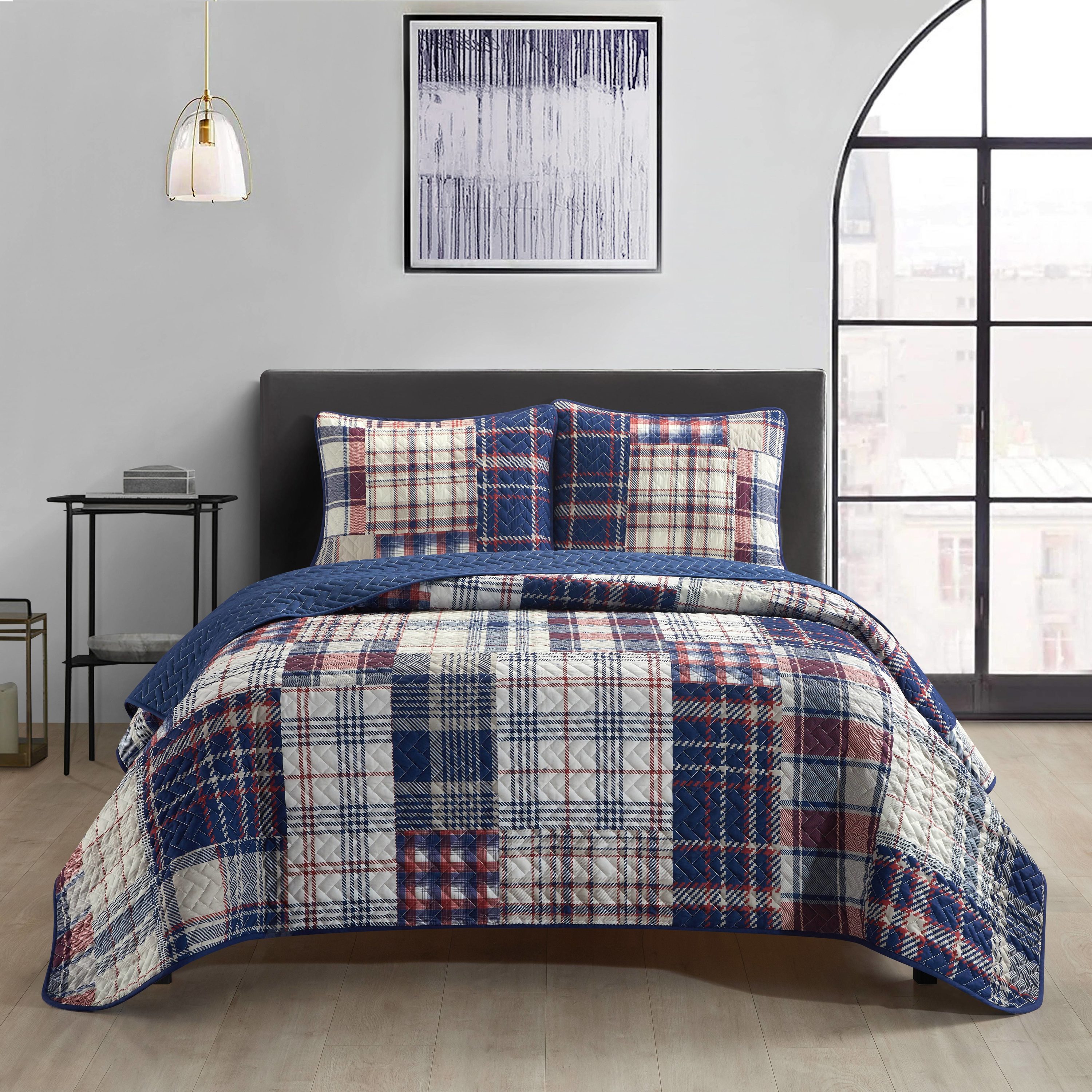 Nanshing MARELINE3-K-BLU 3 -Piece Blue King Quilt Set