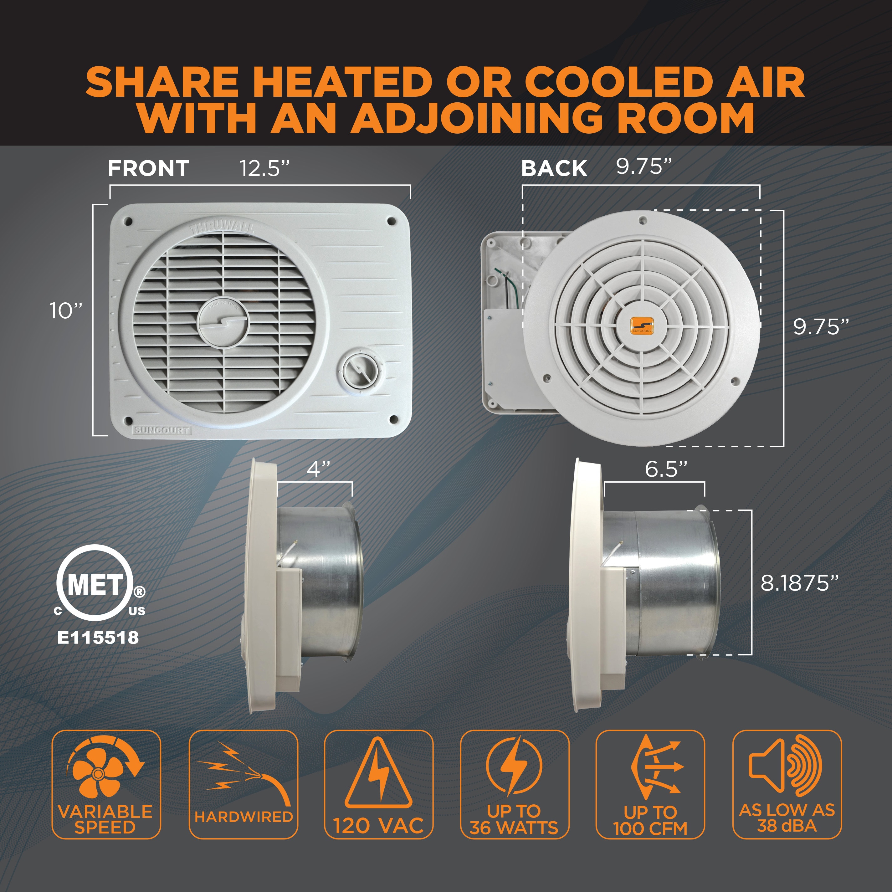 SUNCOURT TW208P Through-Wall-Fans - View #6