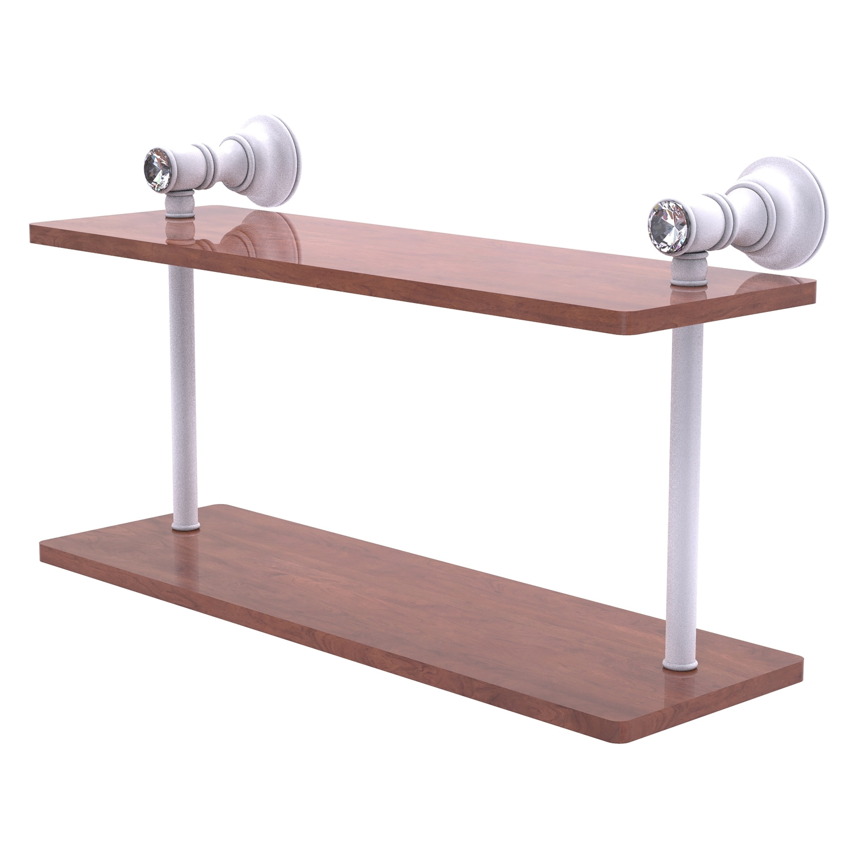 Allied Brass CC-2-16-IRW-WHM Carolina Crystal Matte White 2 -Tier Wall mount Bathroom Shelf ( 16-in x 9.2-in x 5-in )